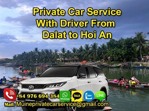 Private car from Dalat to Hoi An