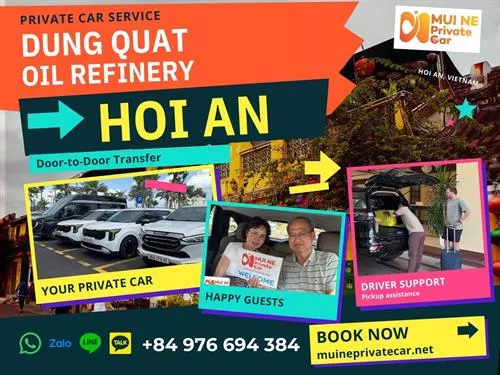 Dung Quat Oil Refinery to Hoi An Private Car Transfer