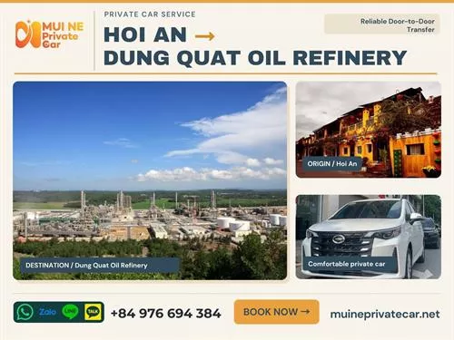 Hoi An to Dung Quat Oil Refinery Private Car Transfer
