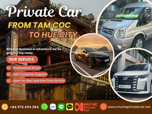 Tam Coc to Hue by Private Car