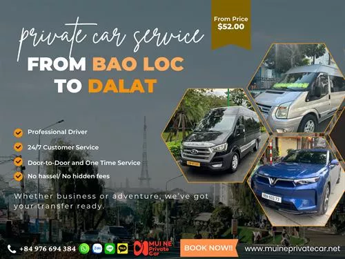 Private Car From Bao Loc to Da Lat