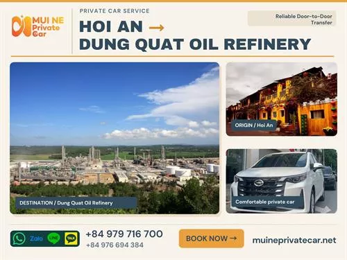 Hoi An to Dung Quat Oil Refinery Private Car Transfer