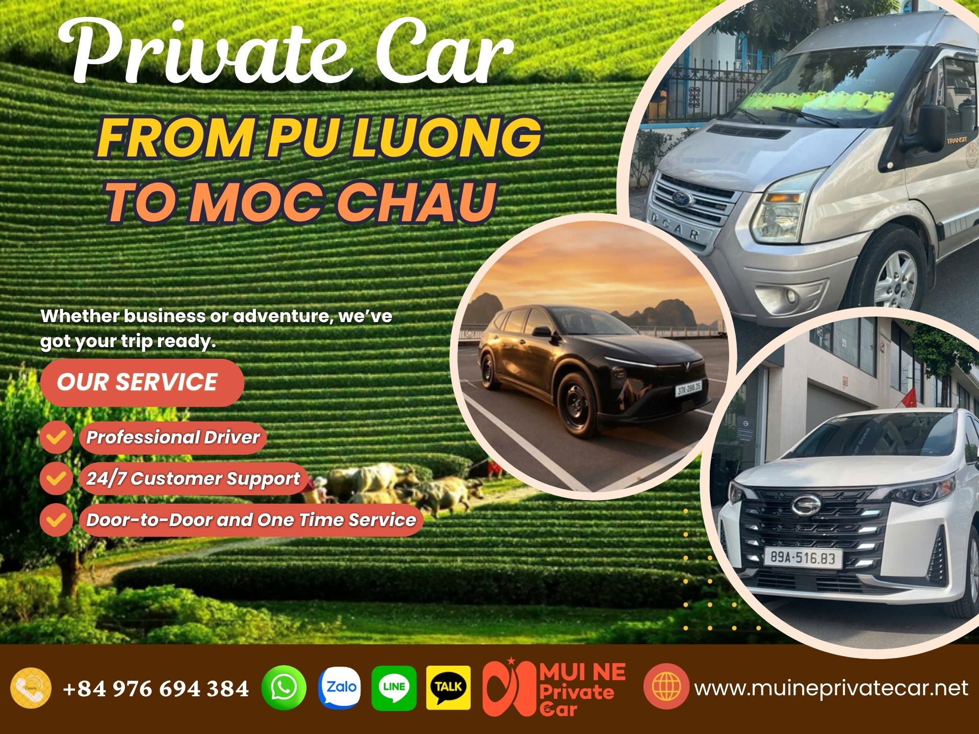 Pu Luong to Moc Chau Private Car Transfer - Mui Ne Private Car