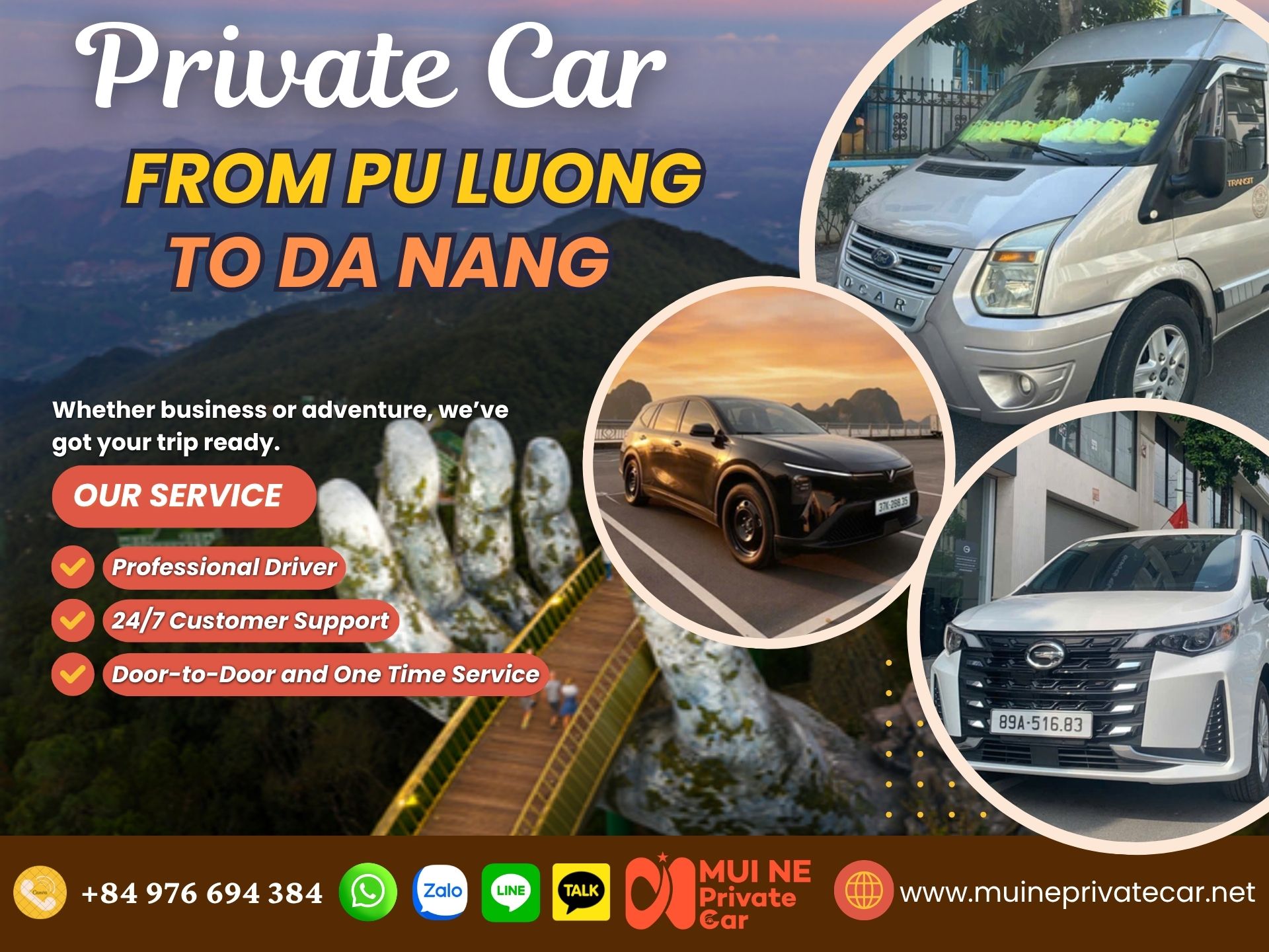 Pu Luong to Da Nang Private Car Transfer - Mui Ne Private Car