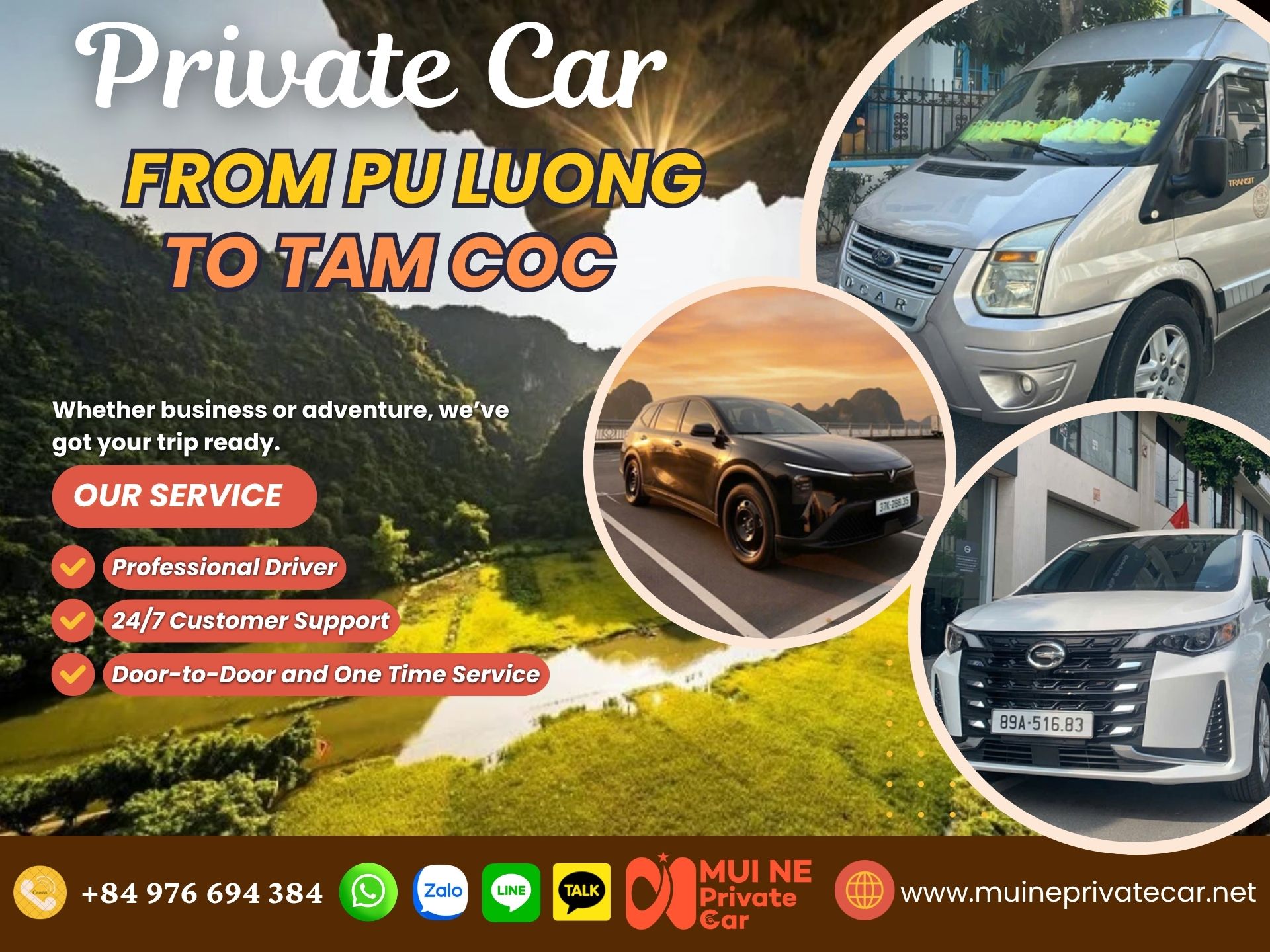 Pu Luong to Tam Coc Private Car Transfer - Mui Ne Private Car