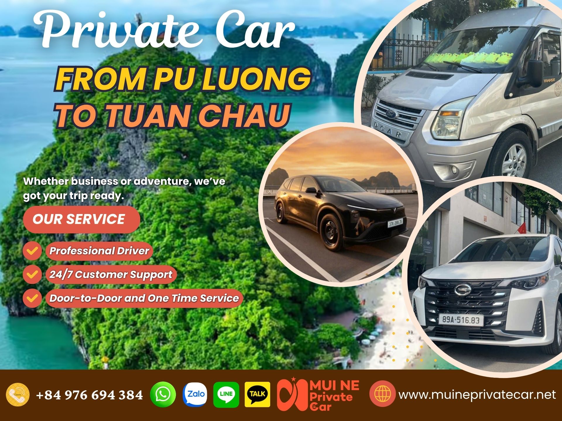 Pu Luong to Tuan Chau Private Car Transfer - Mui Ne Private Car