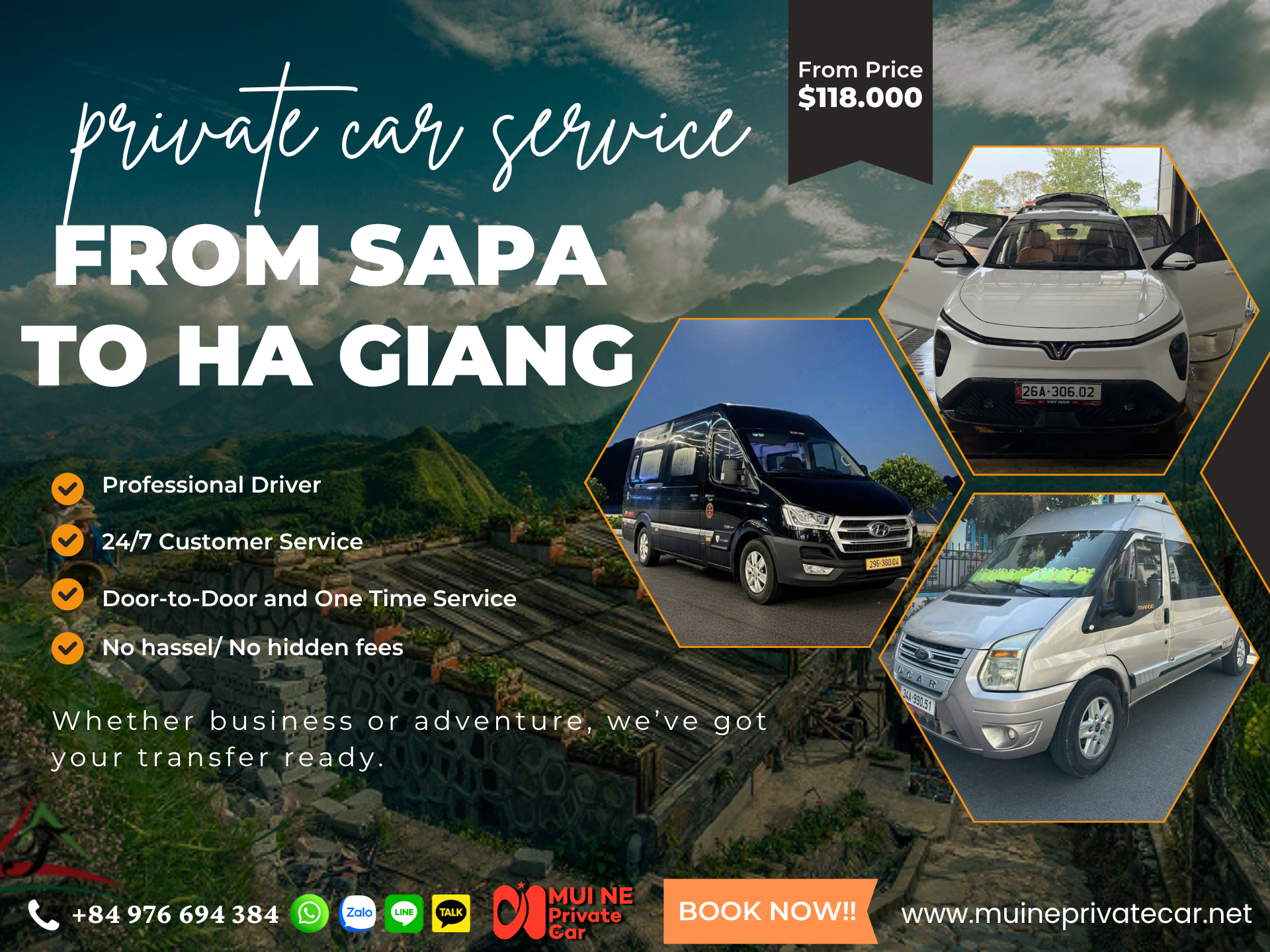 Private Car Service from Sapa to Ha Giang – Mui Ne Private Car