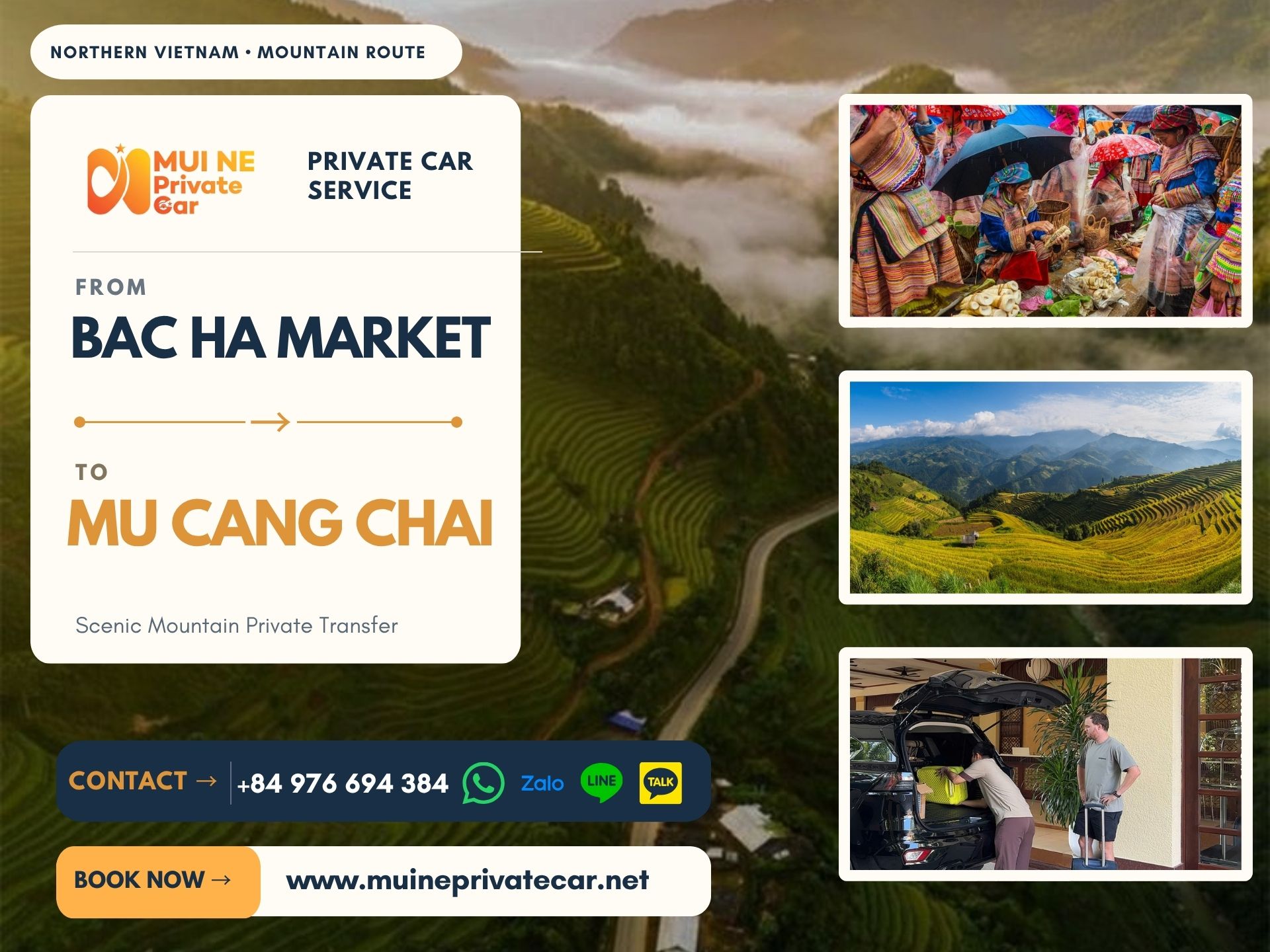 Private car transfer from Bac Ha Market to Mu Cang Chai – Mui Ne Private Car
