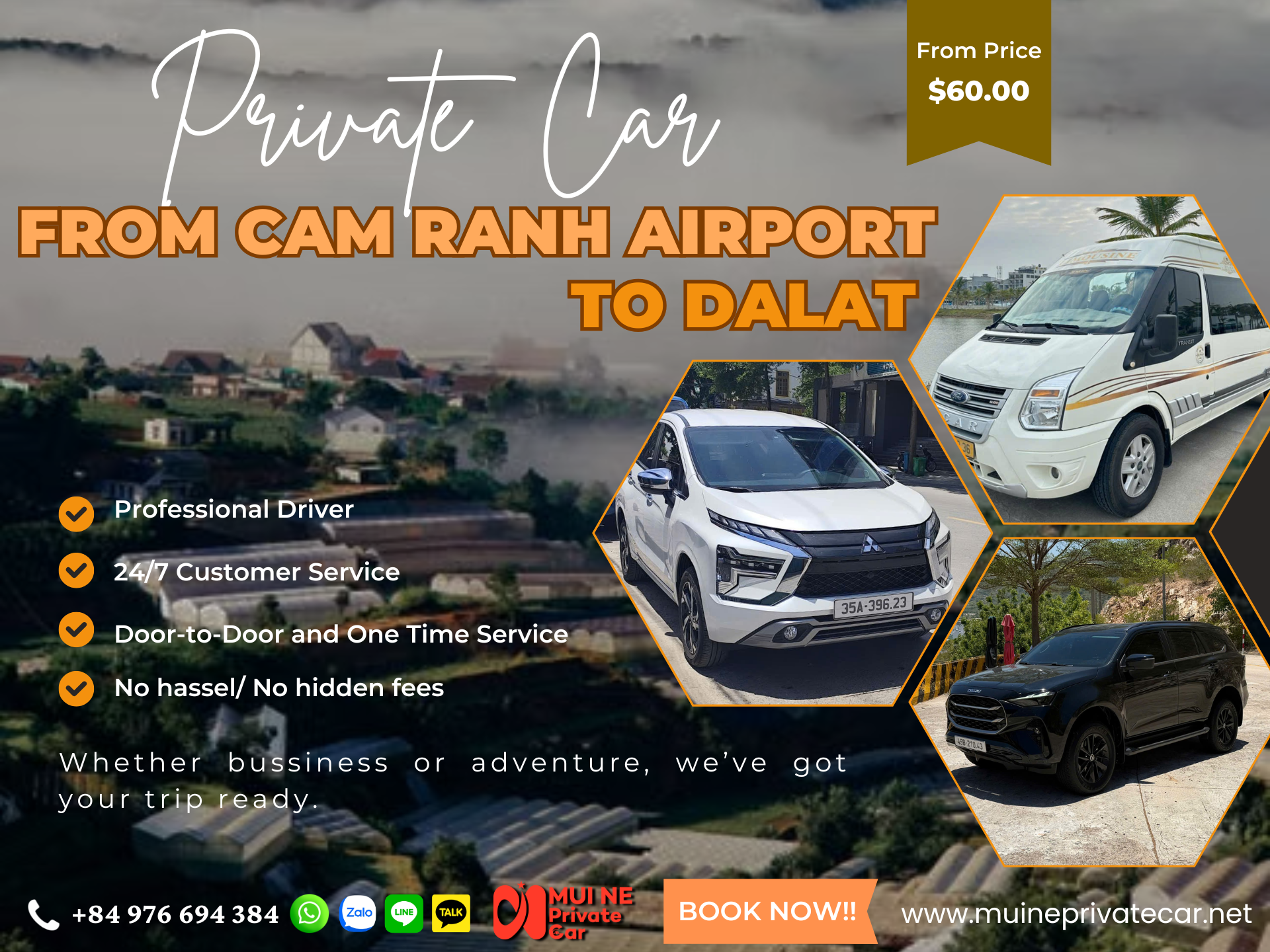 Cam Ranh Airport to Da Lat Private Car Transfer - Mui Ne Private Car