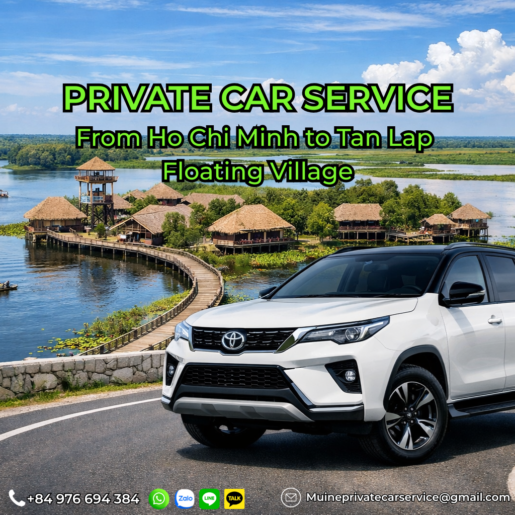 Private car Ho Chi Minh to Tan Lap Floating Village