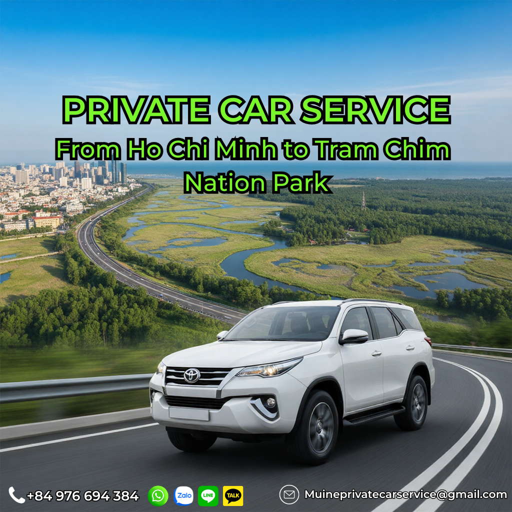 Private car Ho Chi Minh to Tram Chim National Park