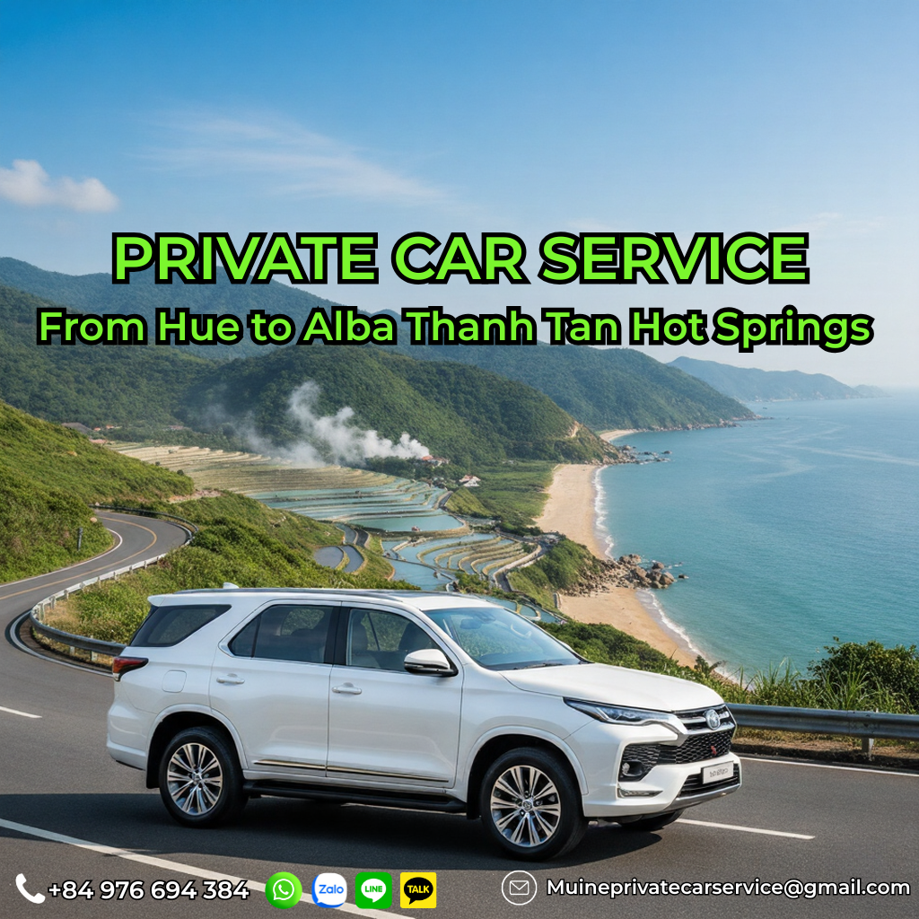 Private car Hue to Alba Thanh Tan Hot Springs