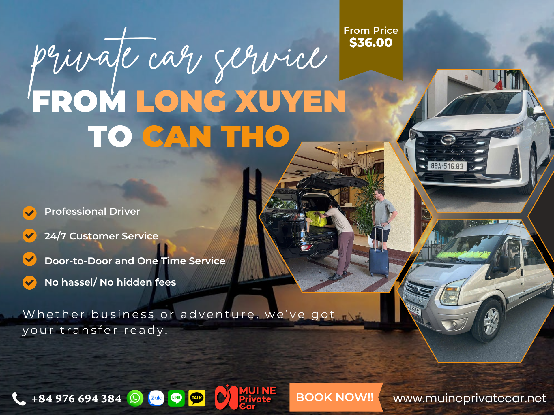 Long Xuyen to Can Tho Private Car Transfer - Mui Ne Private Car