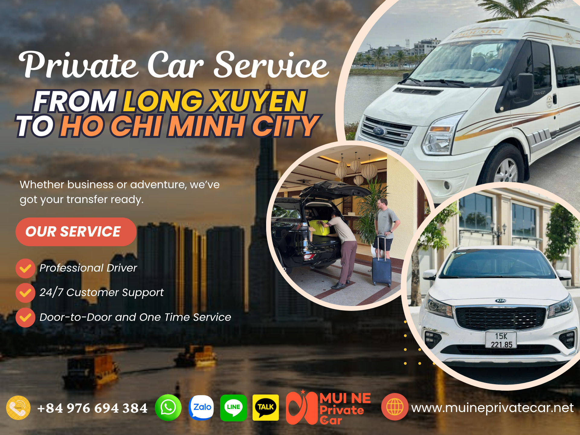 Long Xuyen to Ho Chi Minh City Private Car Transfer - Mui Ne Private Car