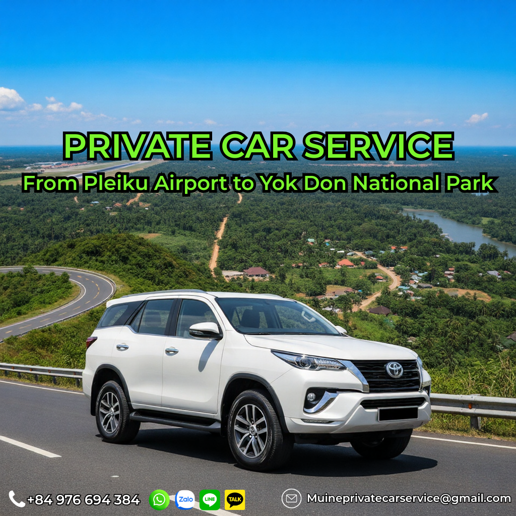 Private car Pleiku Airport to Yok Don National Park