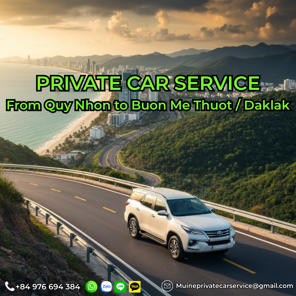 Private car Quy Nhon to Buon Me Thuot