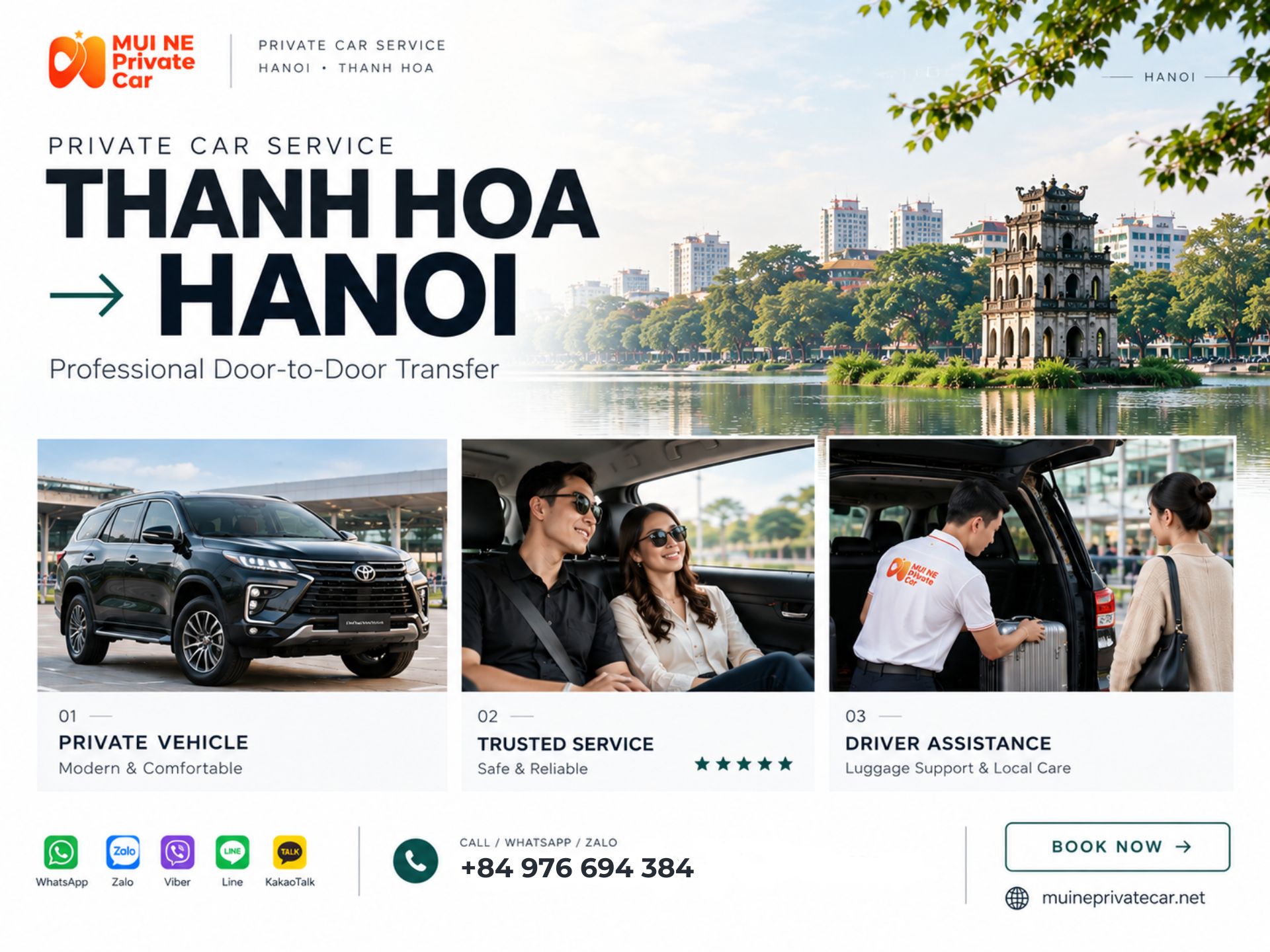 Private car service from Thanh Hoa to Hanoi – Mui Ne Private Car