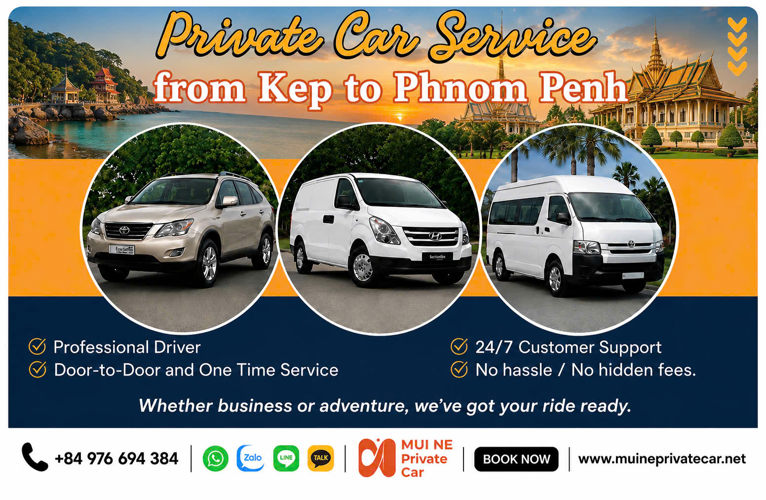 Kep to Phnom Penh private car transfer