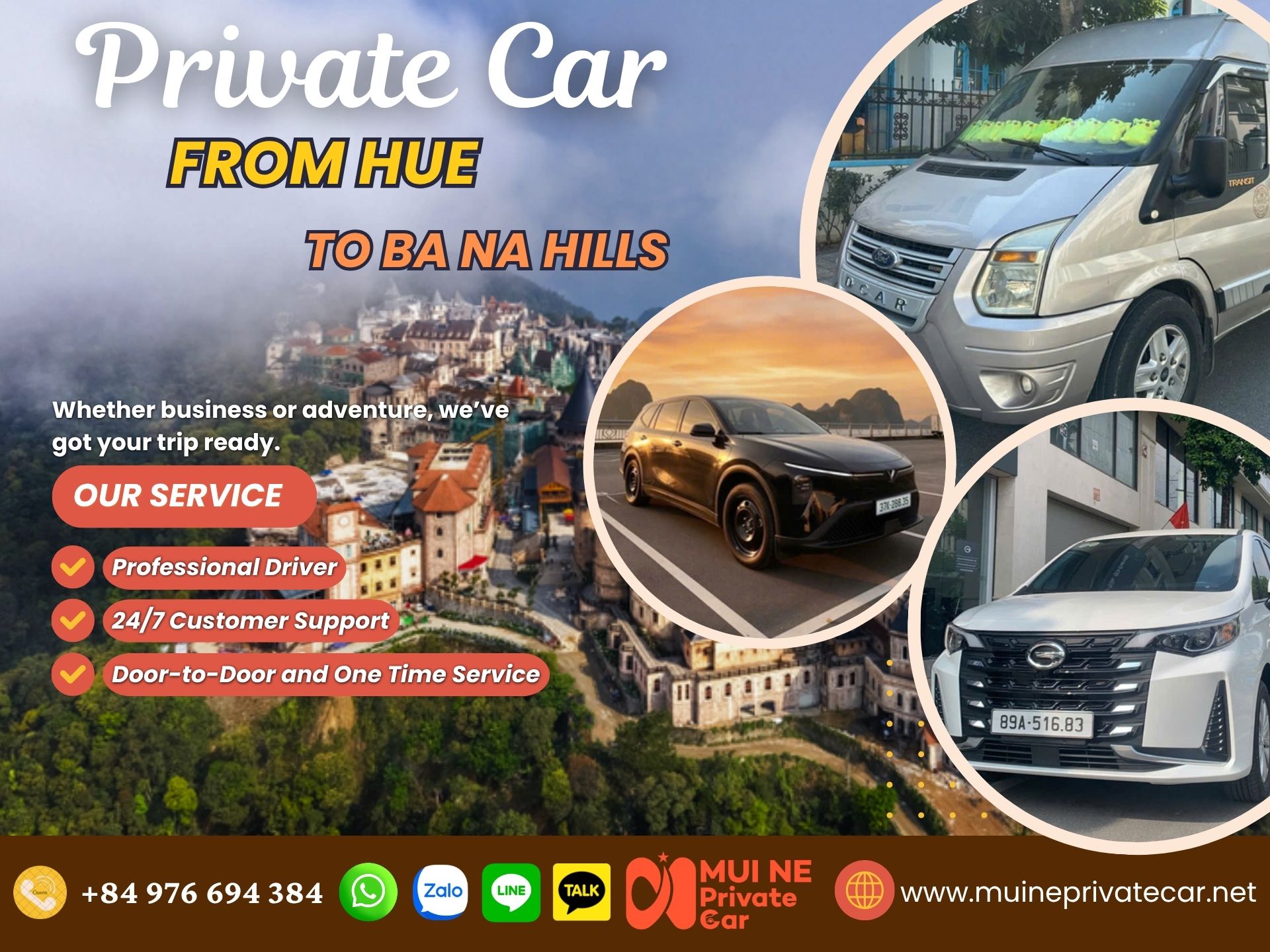 Hue to Ba Na Hills Private Car Transfer - Mui Ne Private Car