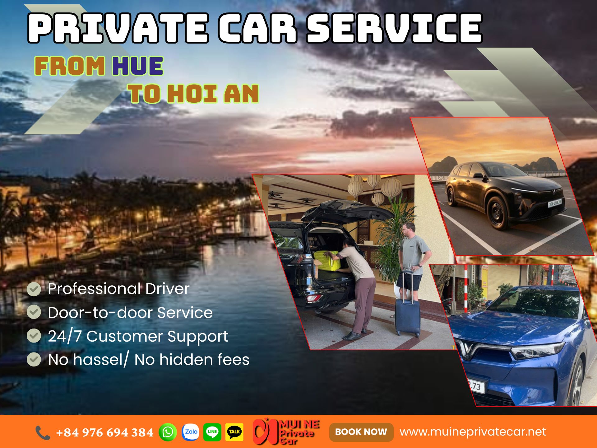Hue to Hoi An Private Car Transfer - Mui Ne Private Car