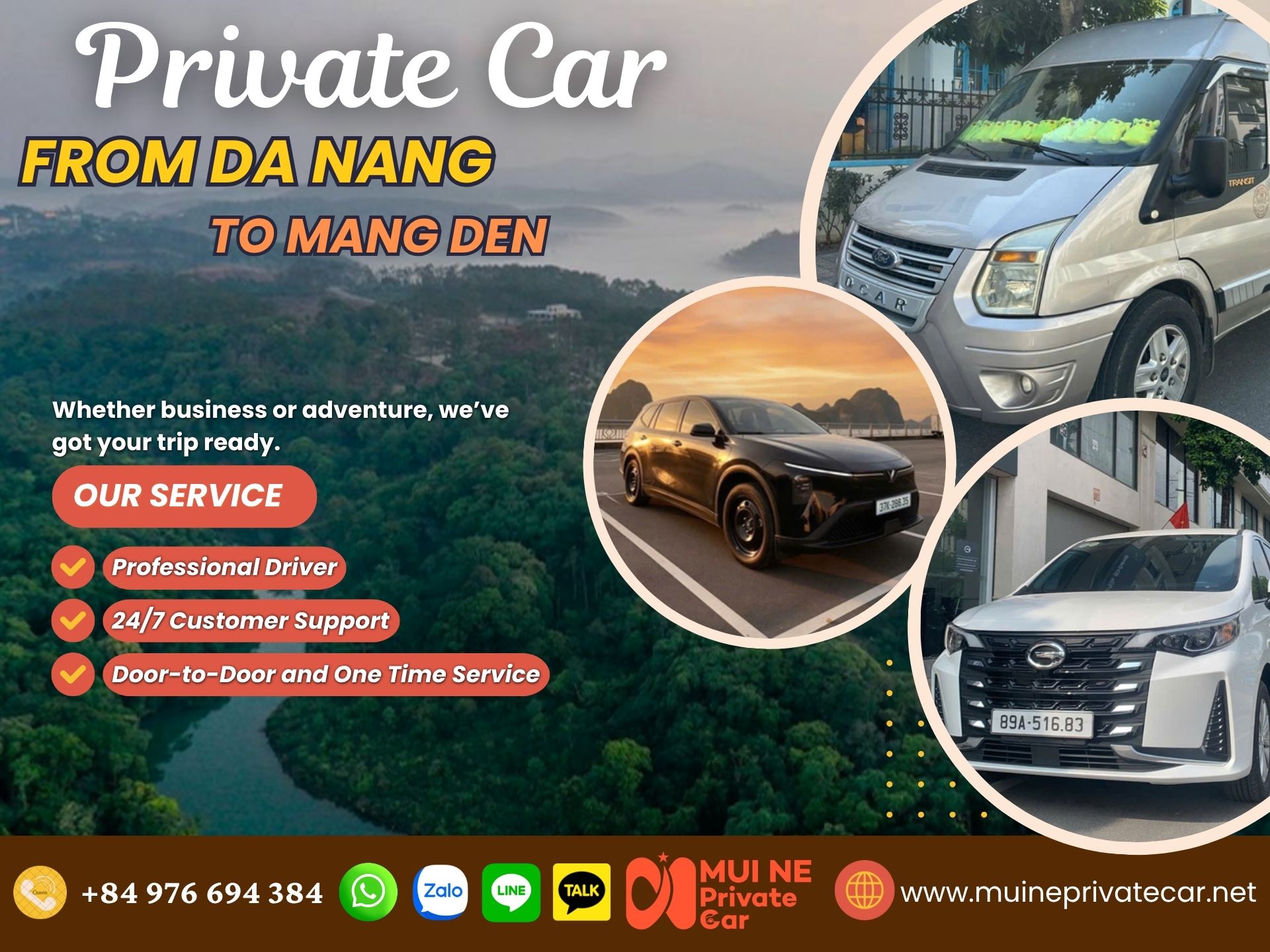 Da Nang to Mang Den Private Car Transfer - Mui Ne Private Car