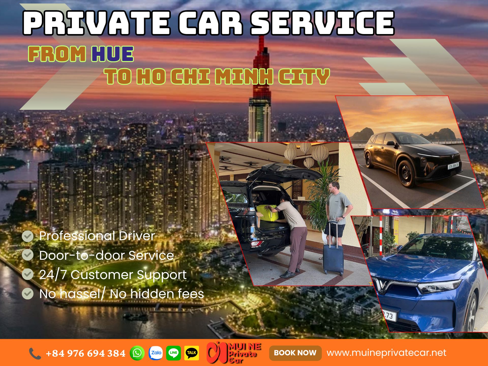 Hue to Ho Chi Minh City Private Car Transfer - Mui Ne Private Car