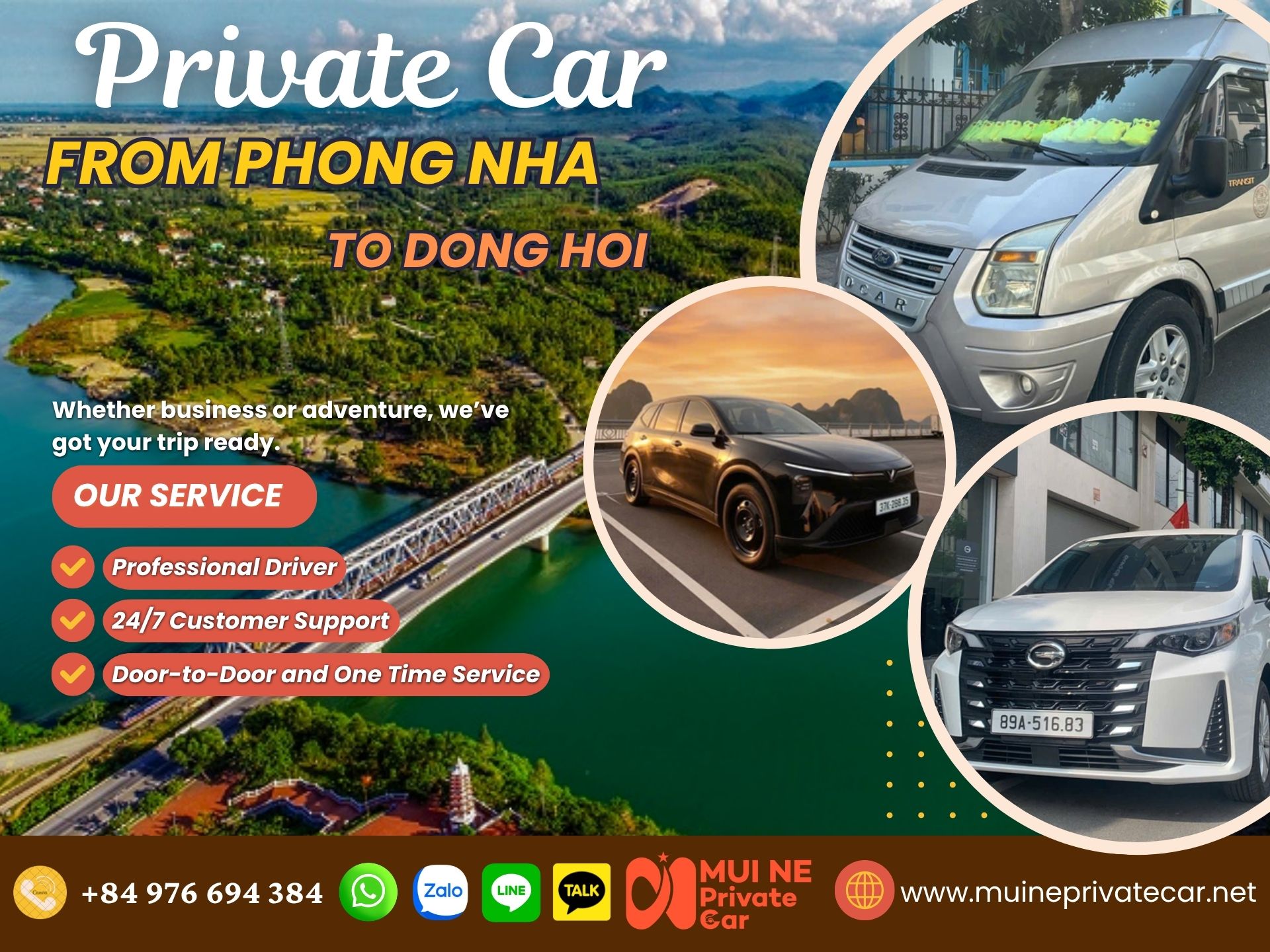 Phong Nha to Dong Hoi Private Car Transfer - Mui Ne Private Car