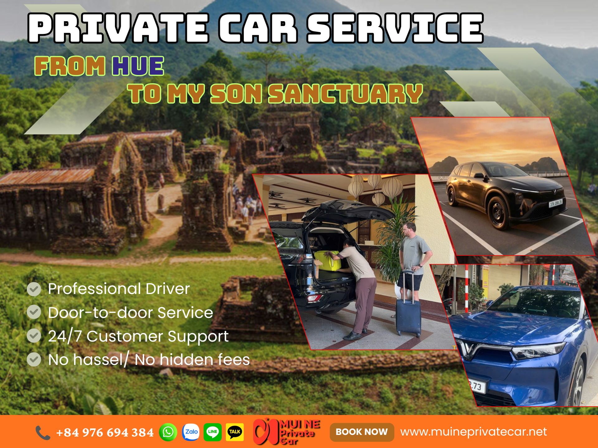 Hue to My Son Sanctuary Private Car Transfer - Mui Ne Private Car