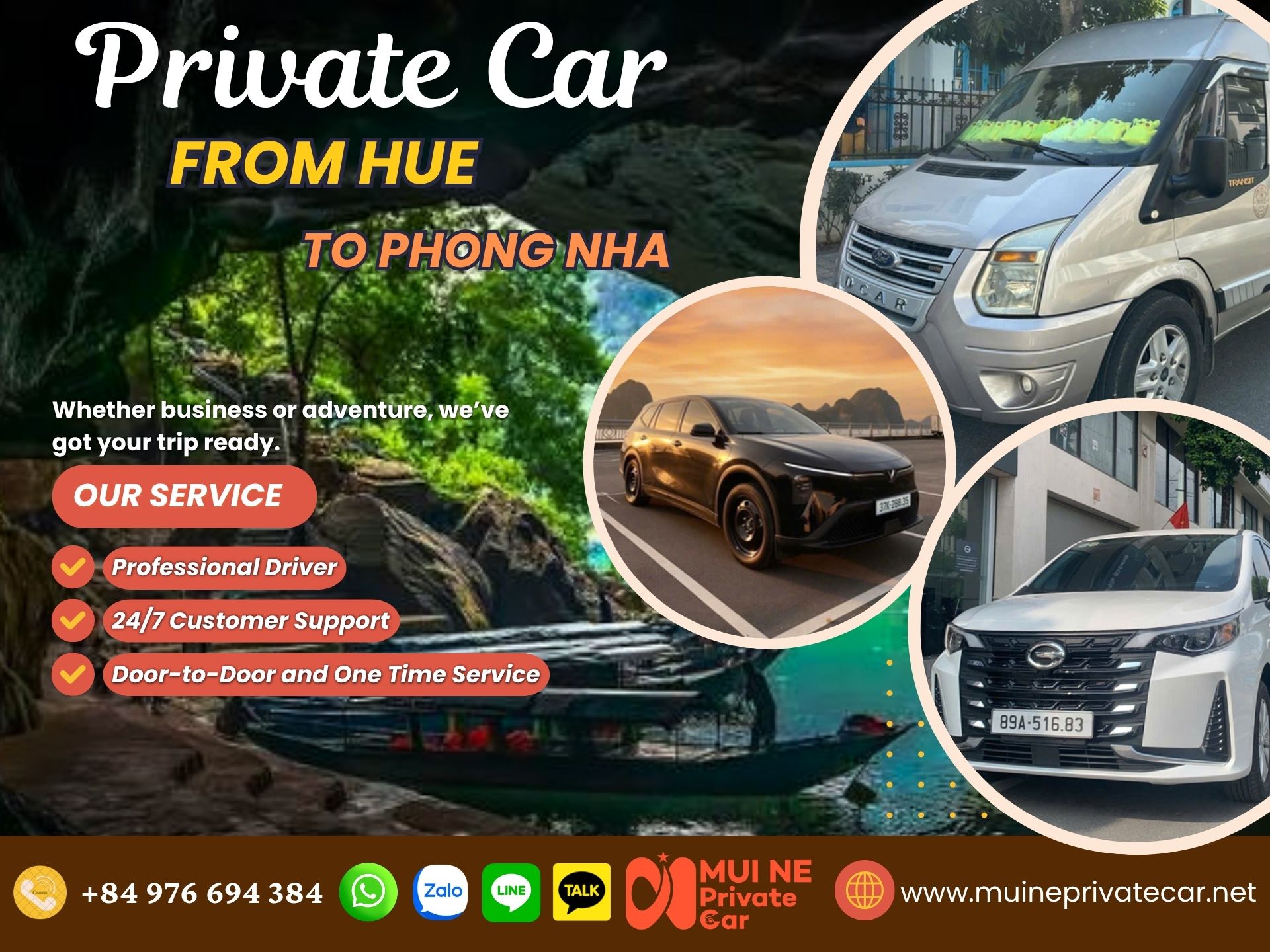 Hue to Phong Nha Private Car Transfer - Mui Ne Private Car