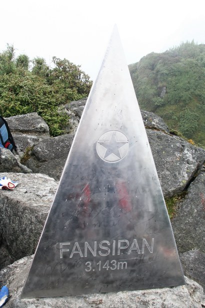 Fansipan summit marker, 3,143 m above sea level