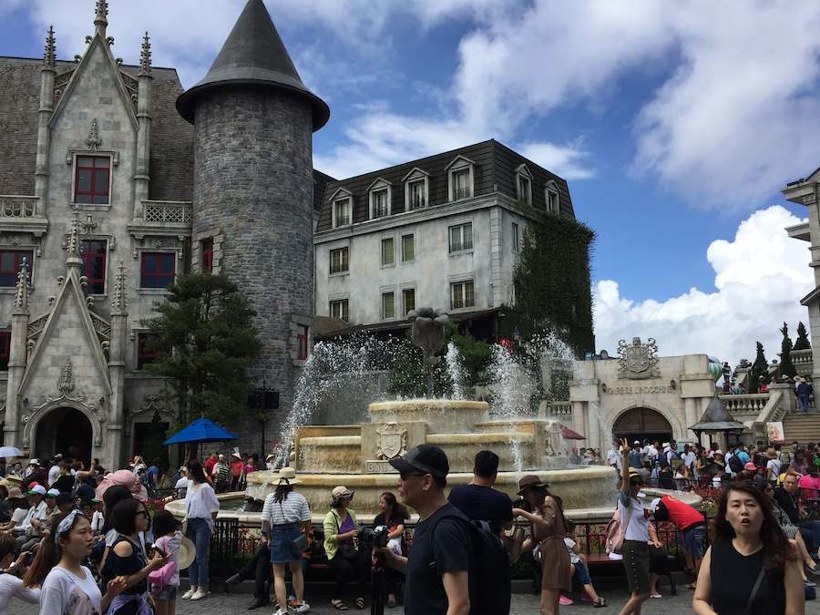 French Village square and fountain at Ba Na Hills
