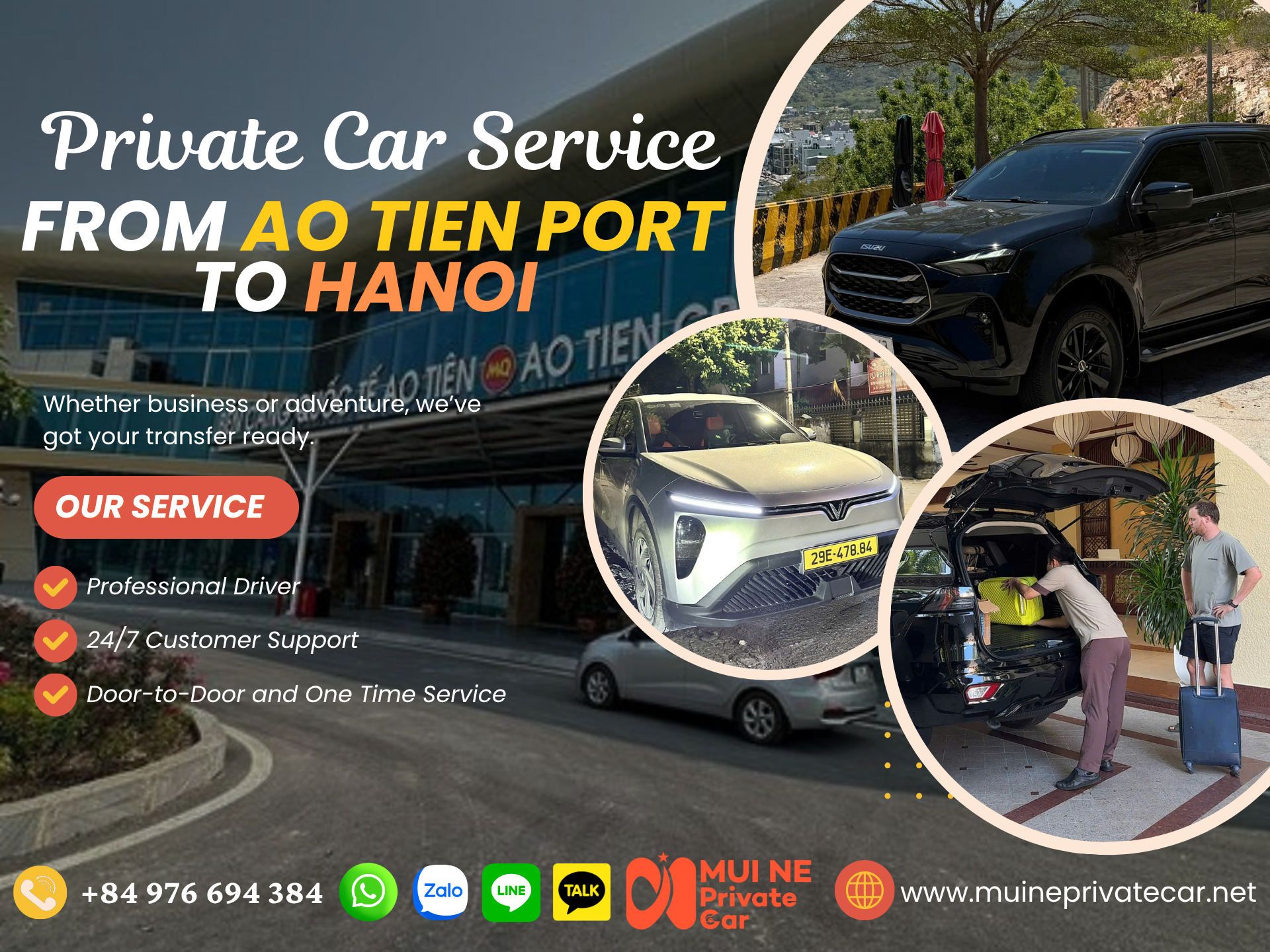 Ao Tien Port to Hanoi Private Car Transfer – Mui Ne Private Car