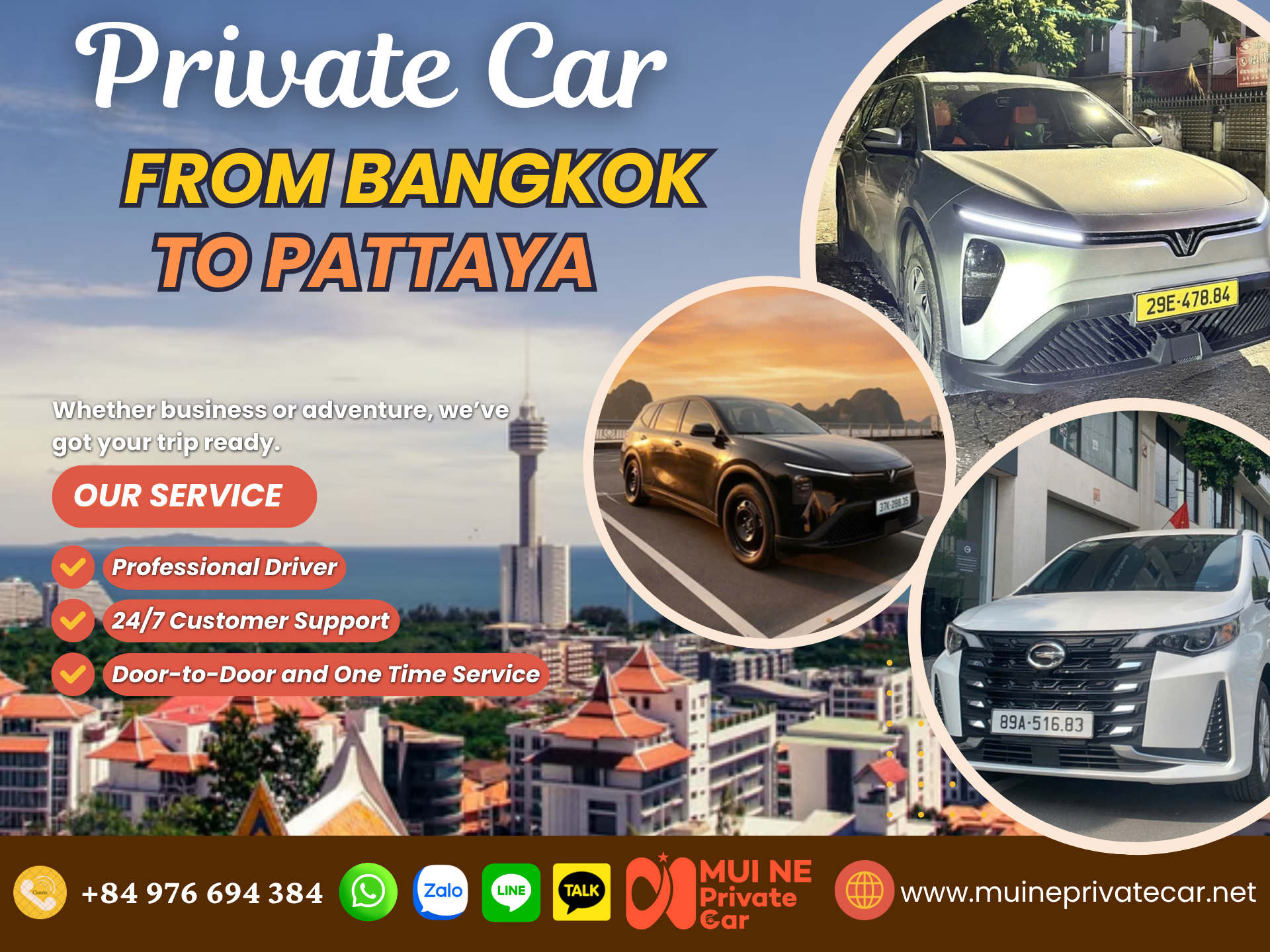 Bangkok to Pattaya Private Car Transfer - Mui Ne Private Car