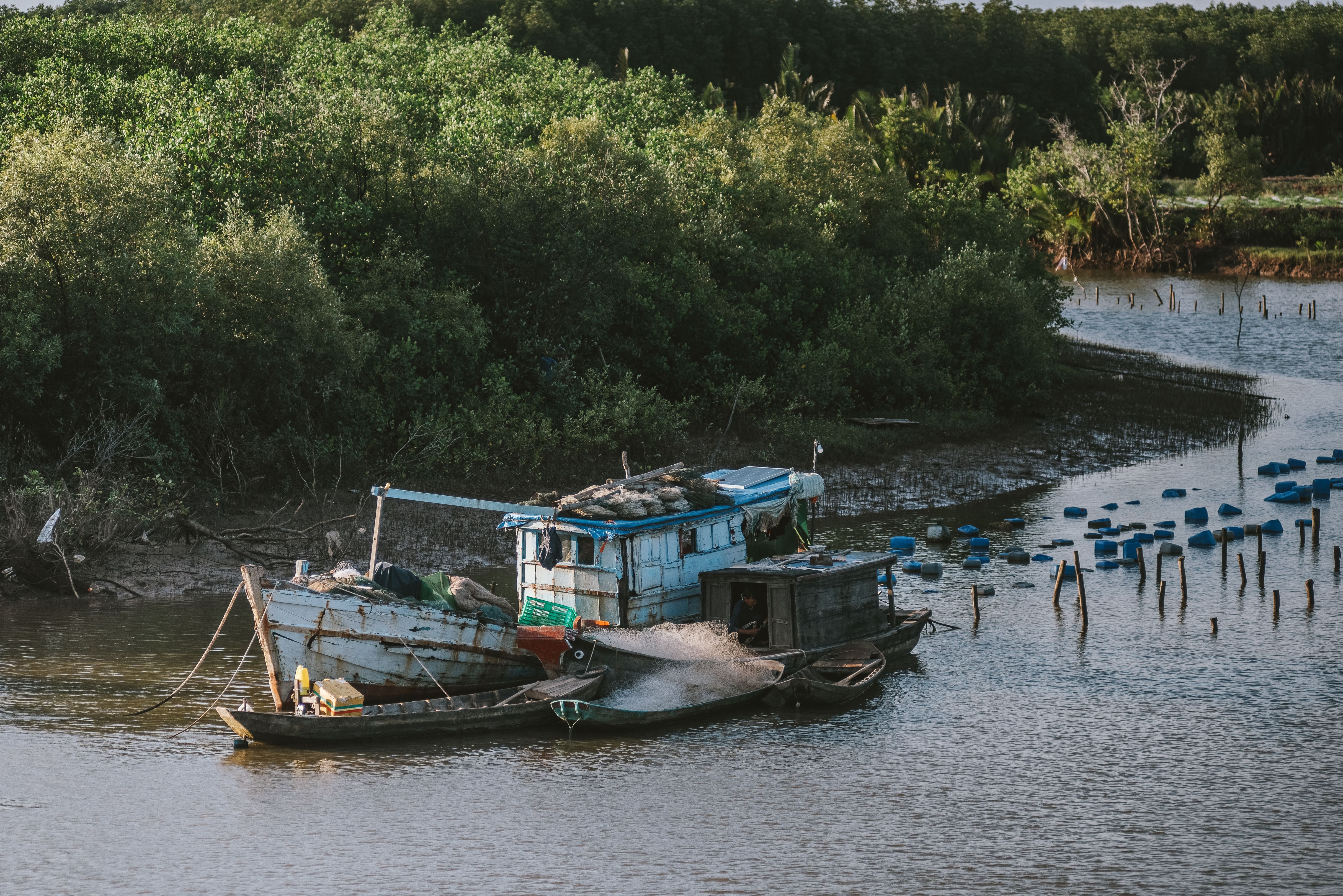 Scenic drive across Mekong river bridges toward Ben Tre