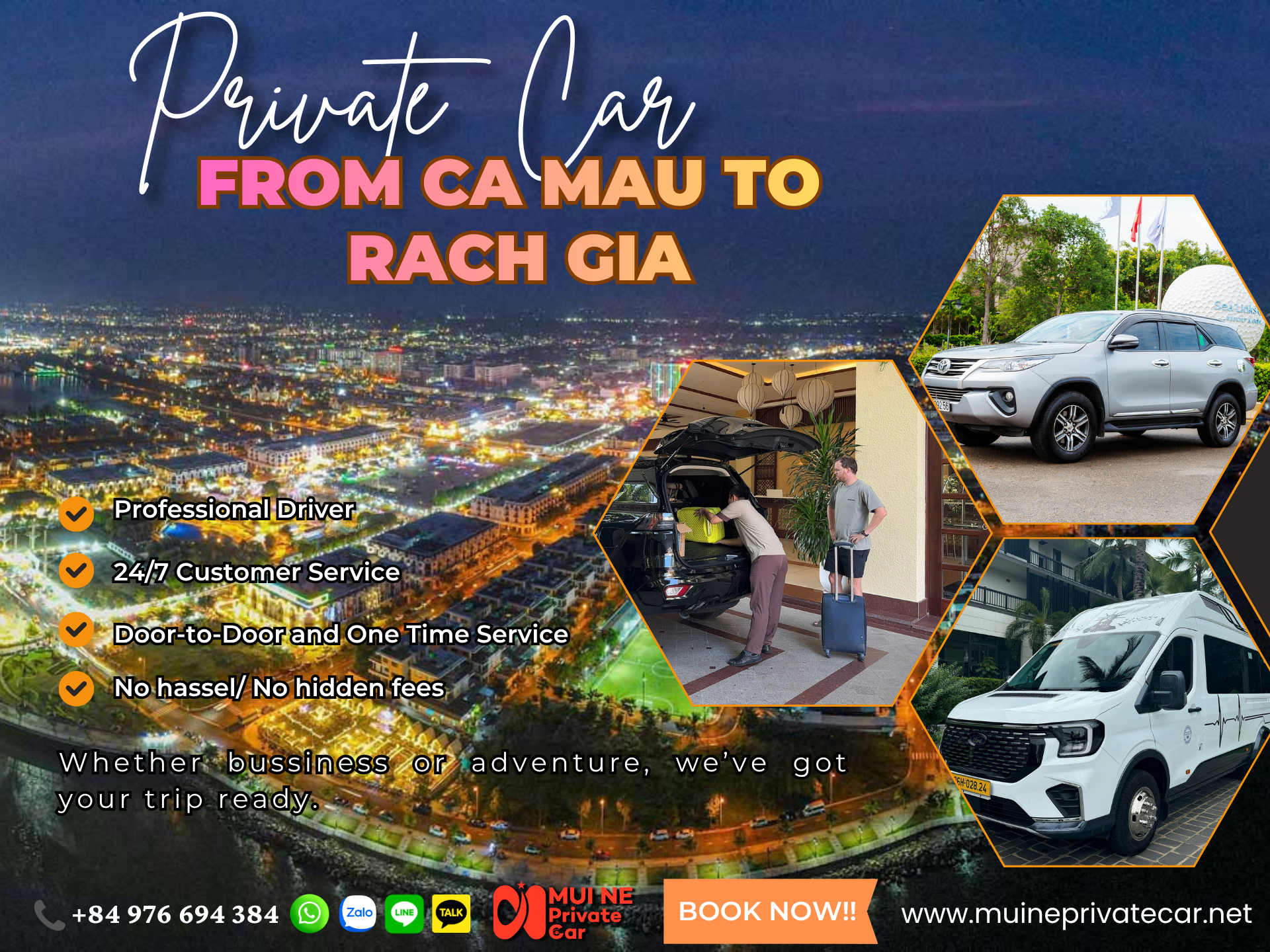 Private car Ca Mau to Rach Gia