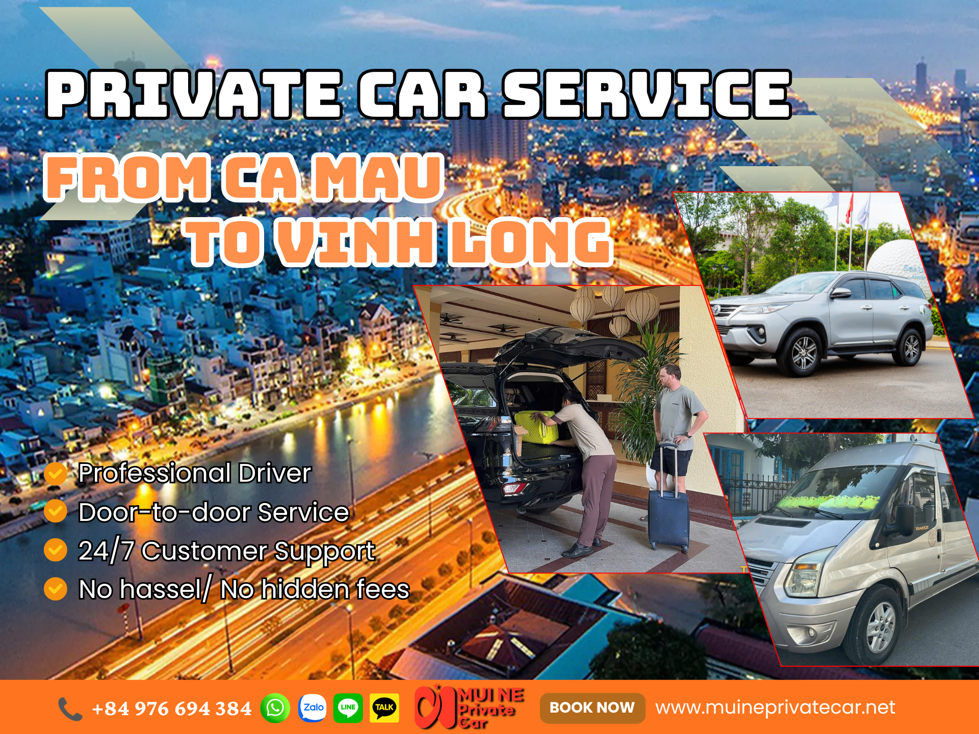 Private car Ca Mau to Vinh Long