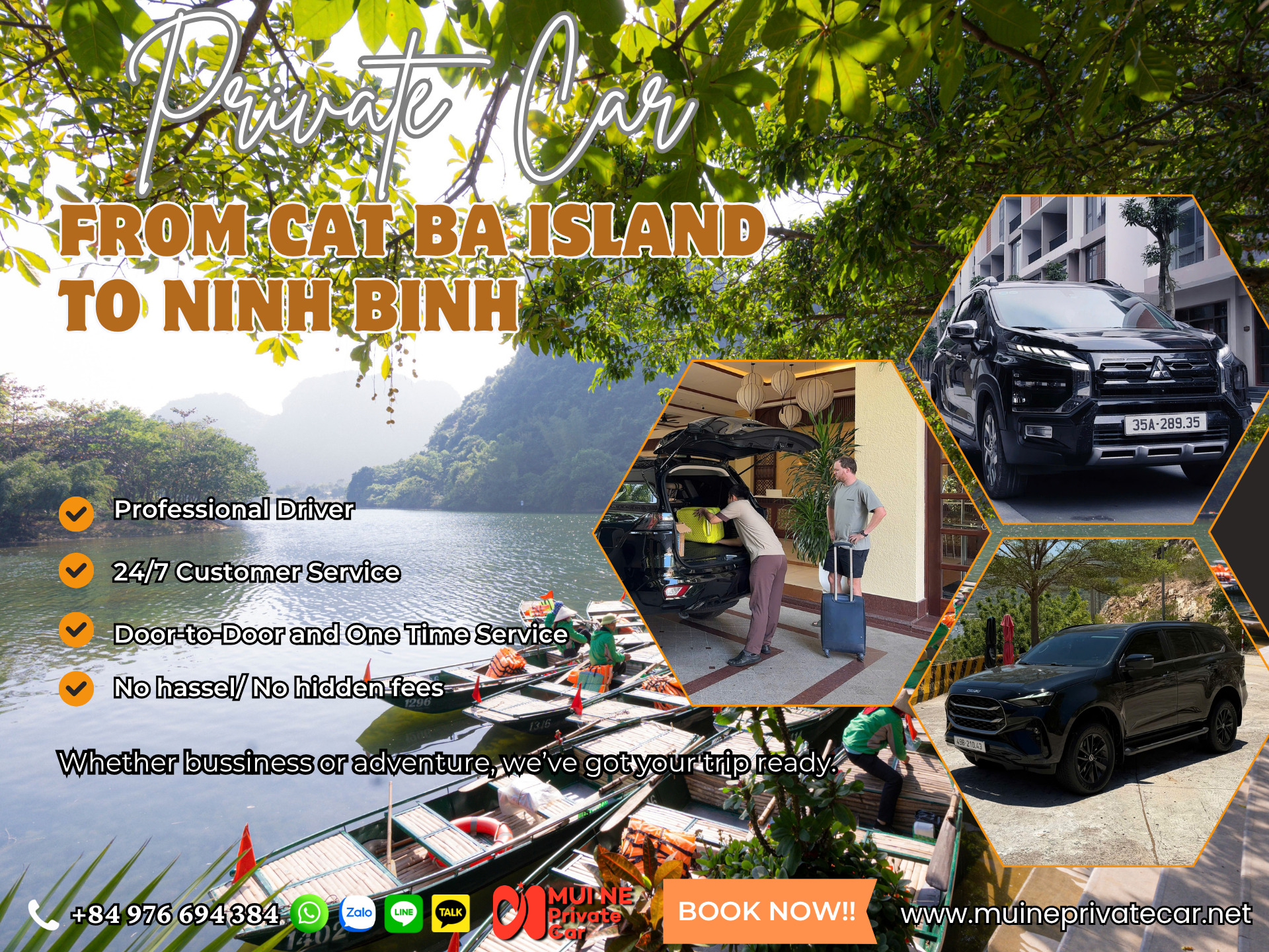 Cat Ba Island to Ninh Binh Private Car Transfer Service