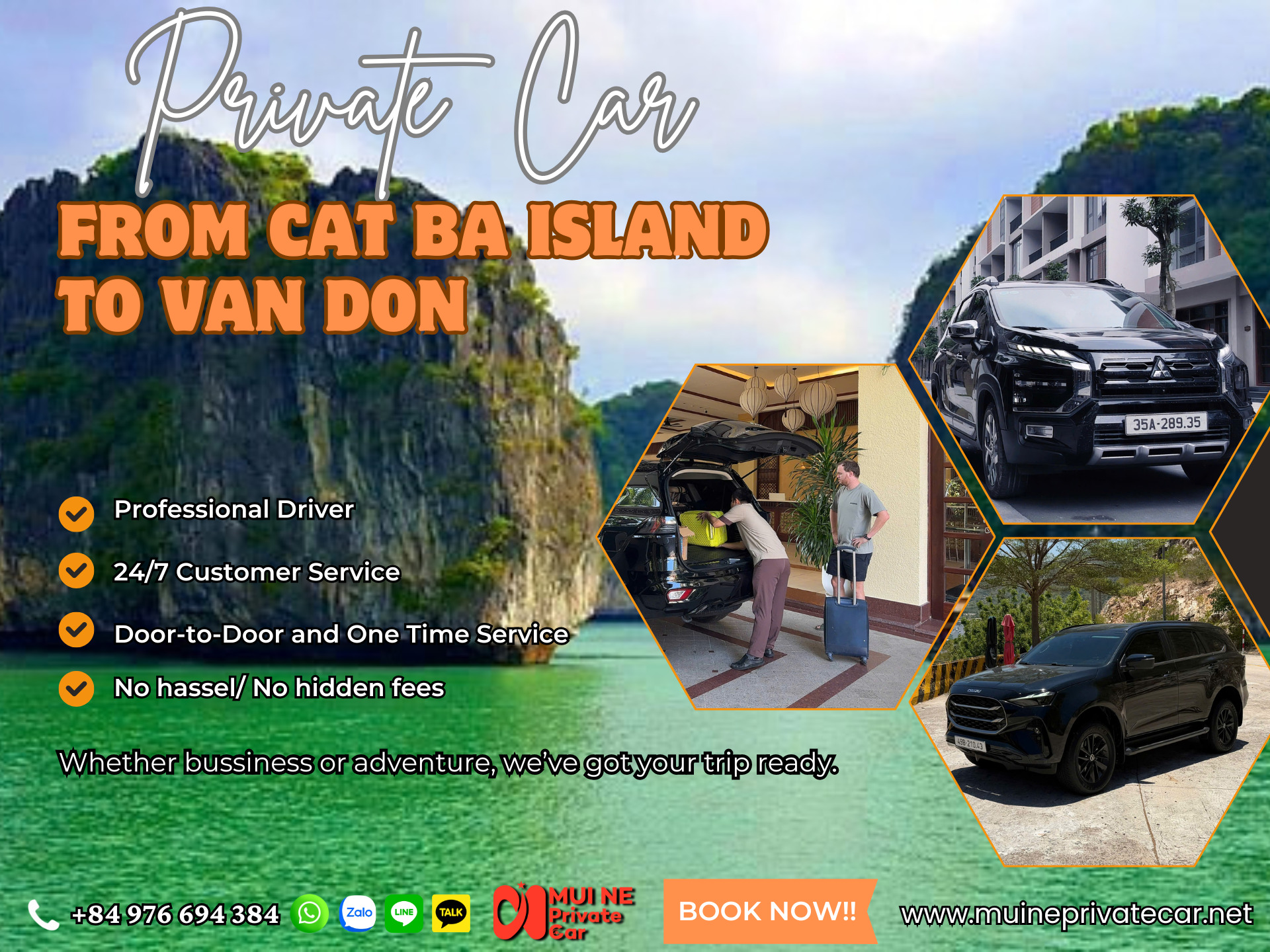 Cat Ba Island to Van Don Private Car Transfer