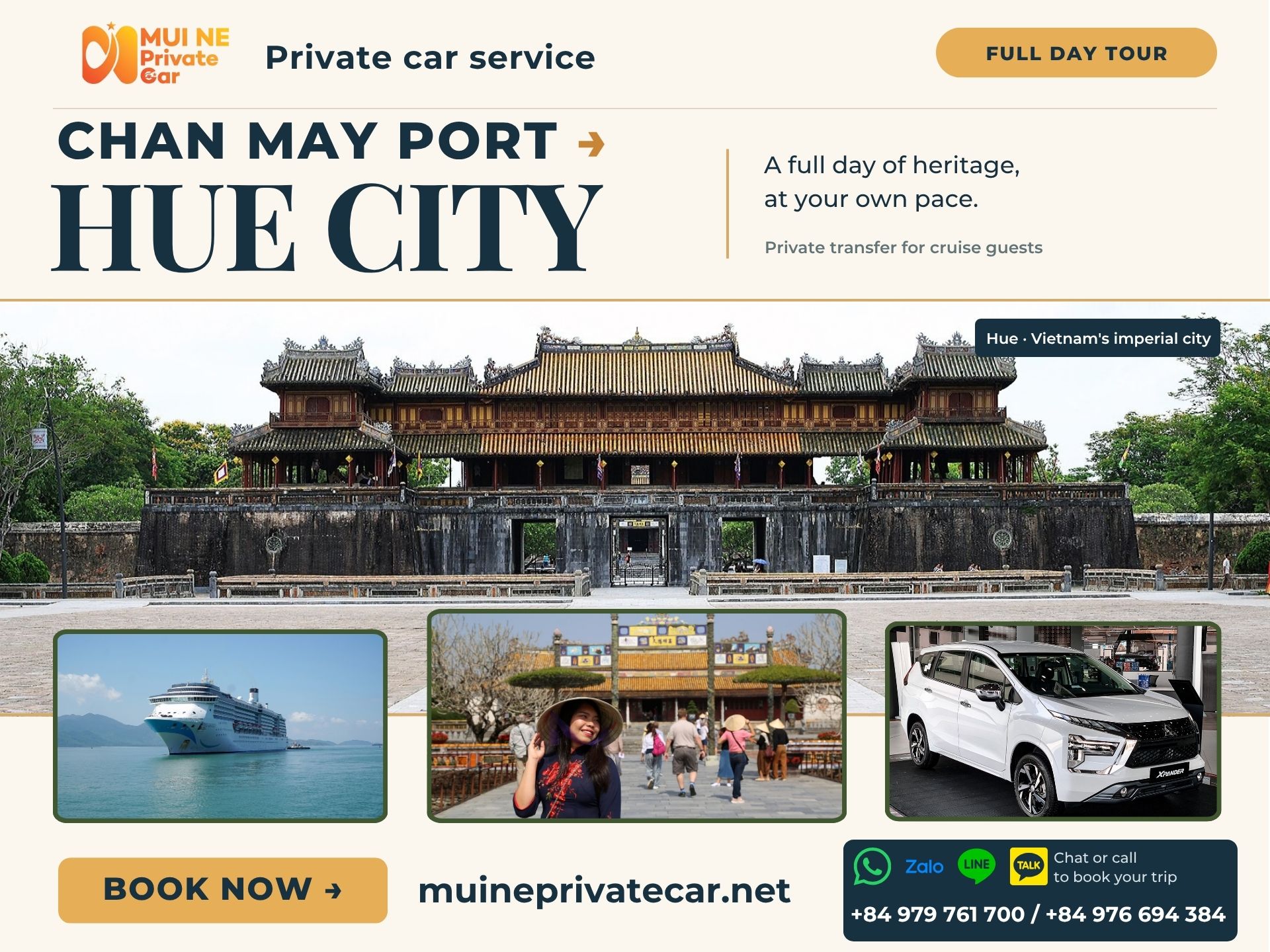 Chan May Port to Hue City private car with driver