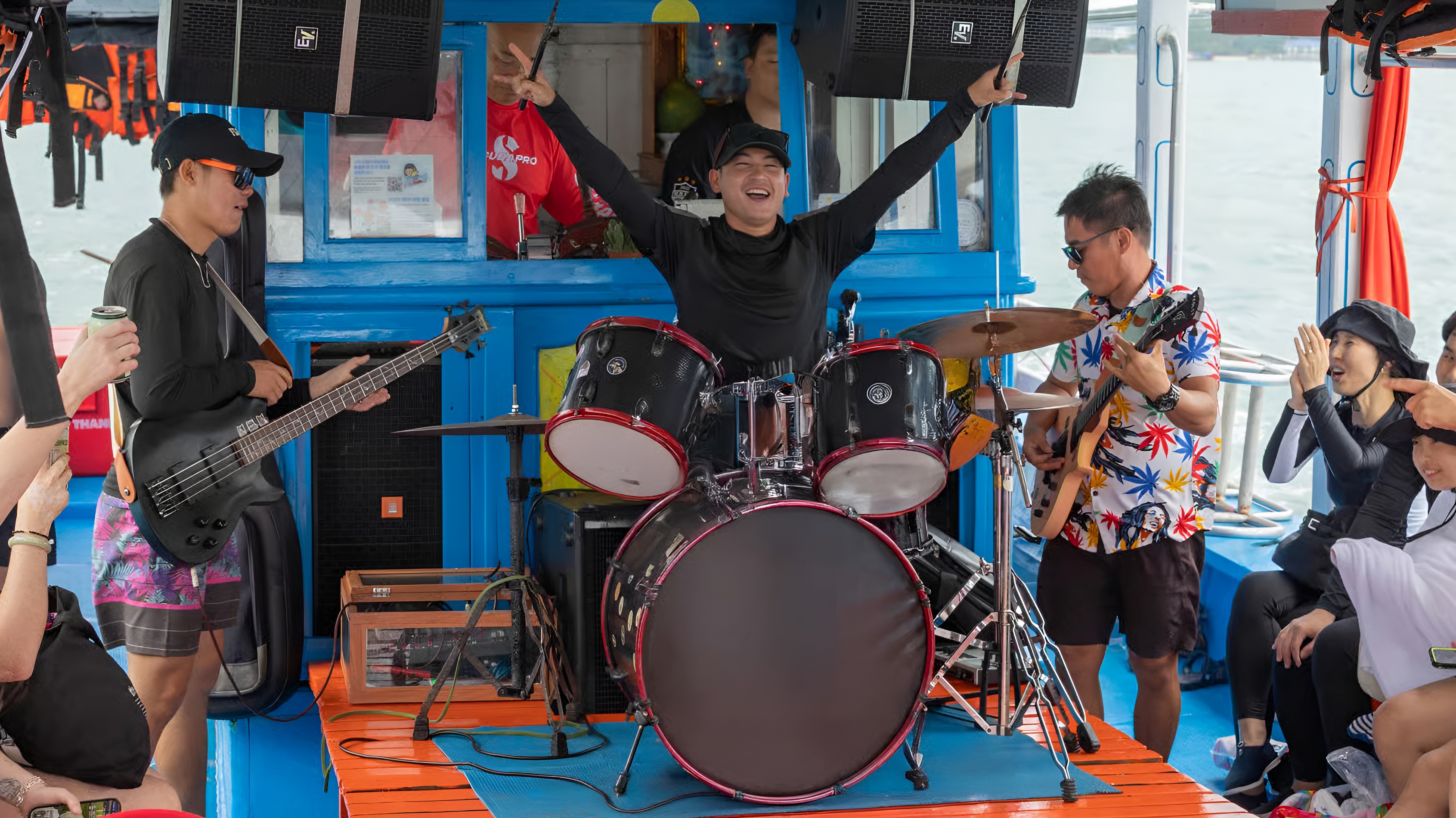 Live band performing on the boat