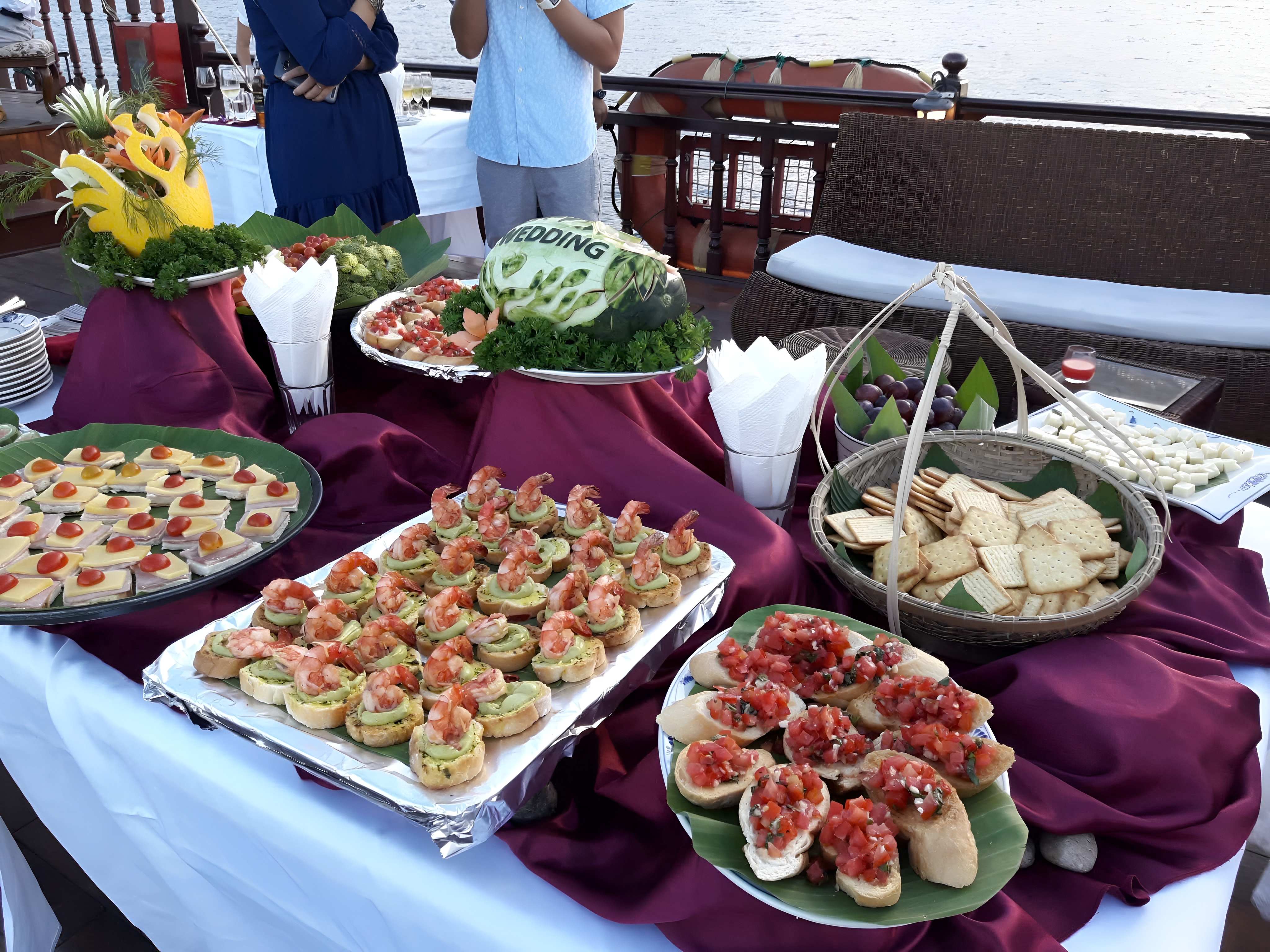 Seafood buffet canapes on deck Emperor Cruise evening