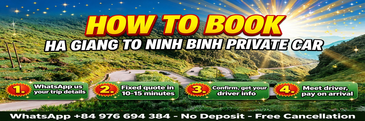 Book your Ha Giang to Ninh Binh private car on WhatsApp
