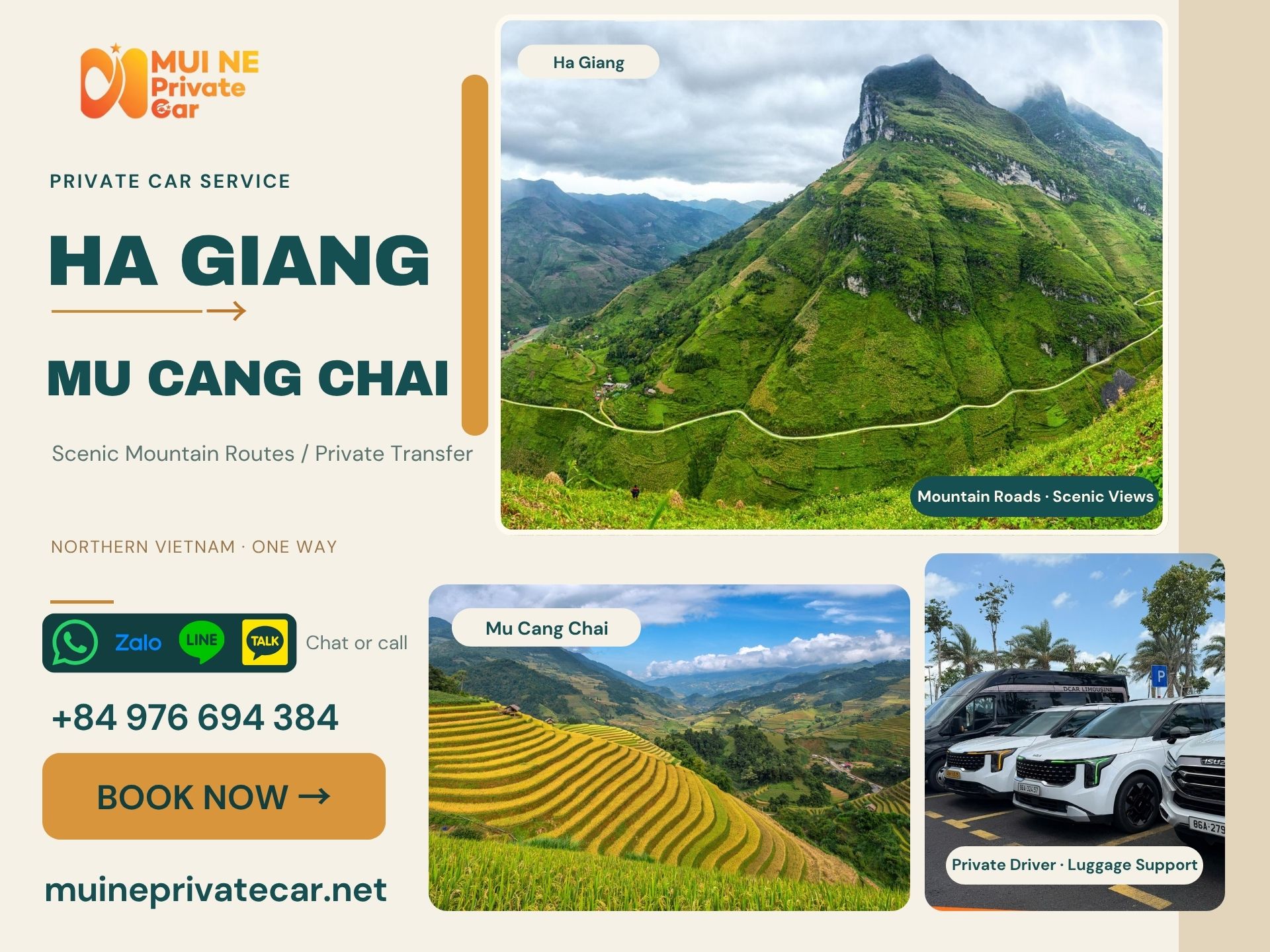 Private car transfer from Ha Giang to Mu Cang Chai – Mui Ne Private Car