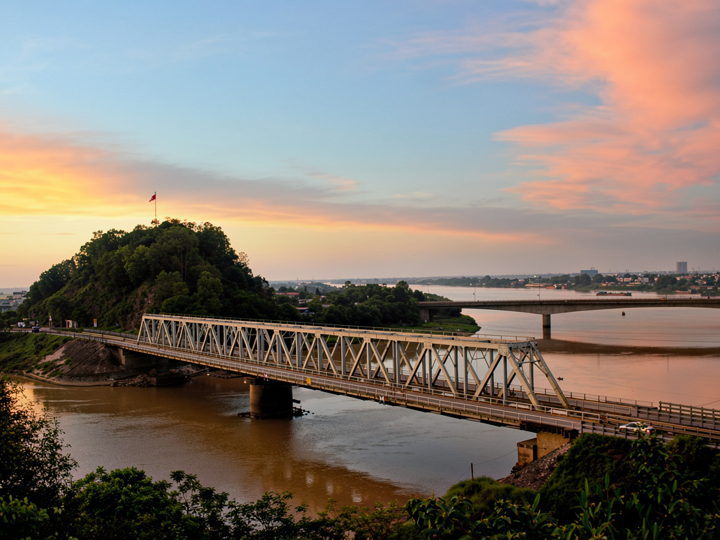 Ham Rong Bridge in Thanh Hoa city at the start of the Thanh Hoa to Hanoi private car route