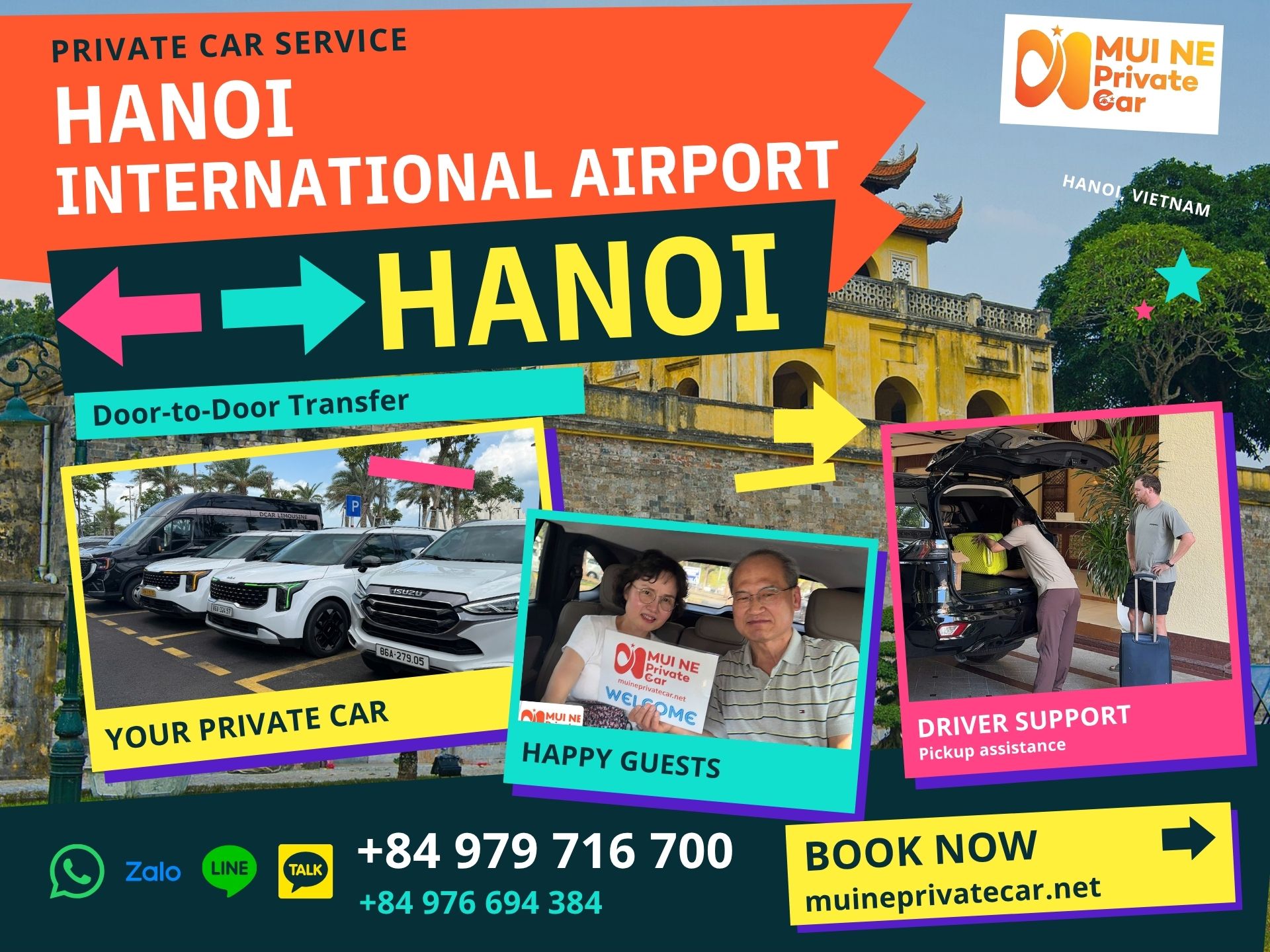 Private car service to Hanoi International Airport – Mui Ne Private Car