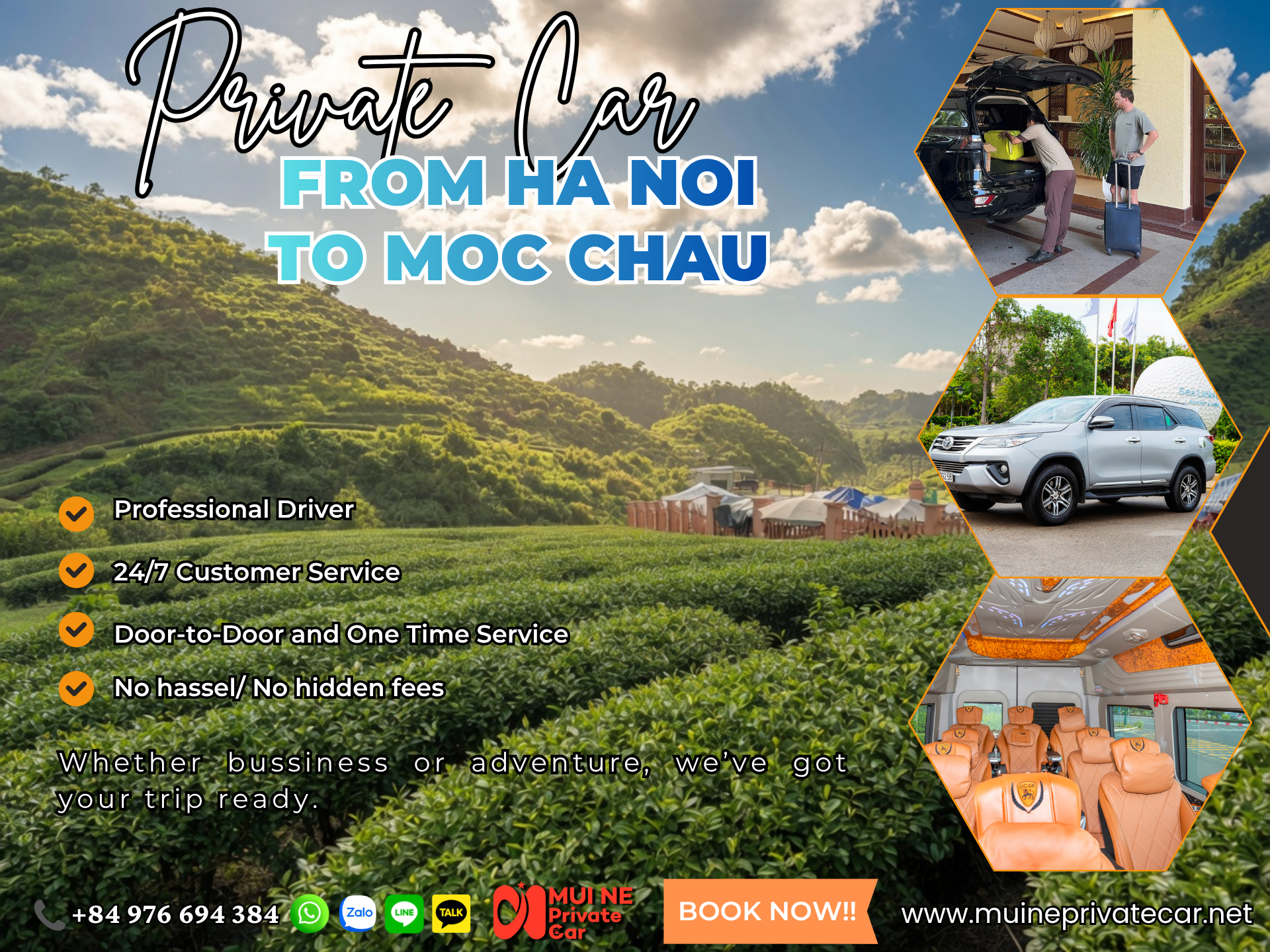 Private Car Ha Noi to Moc Chau