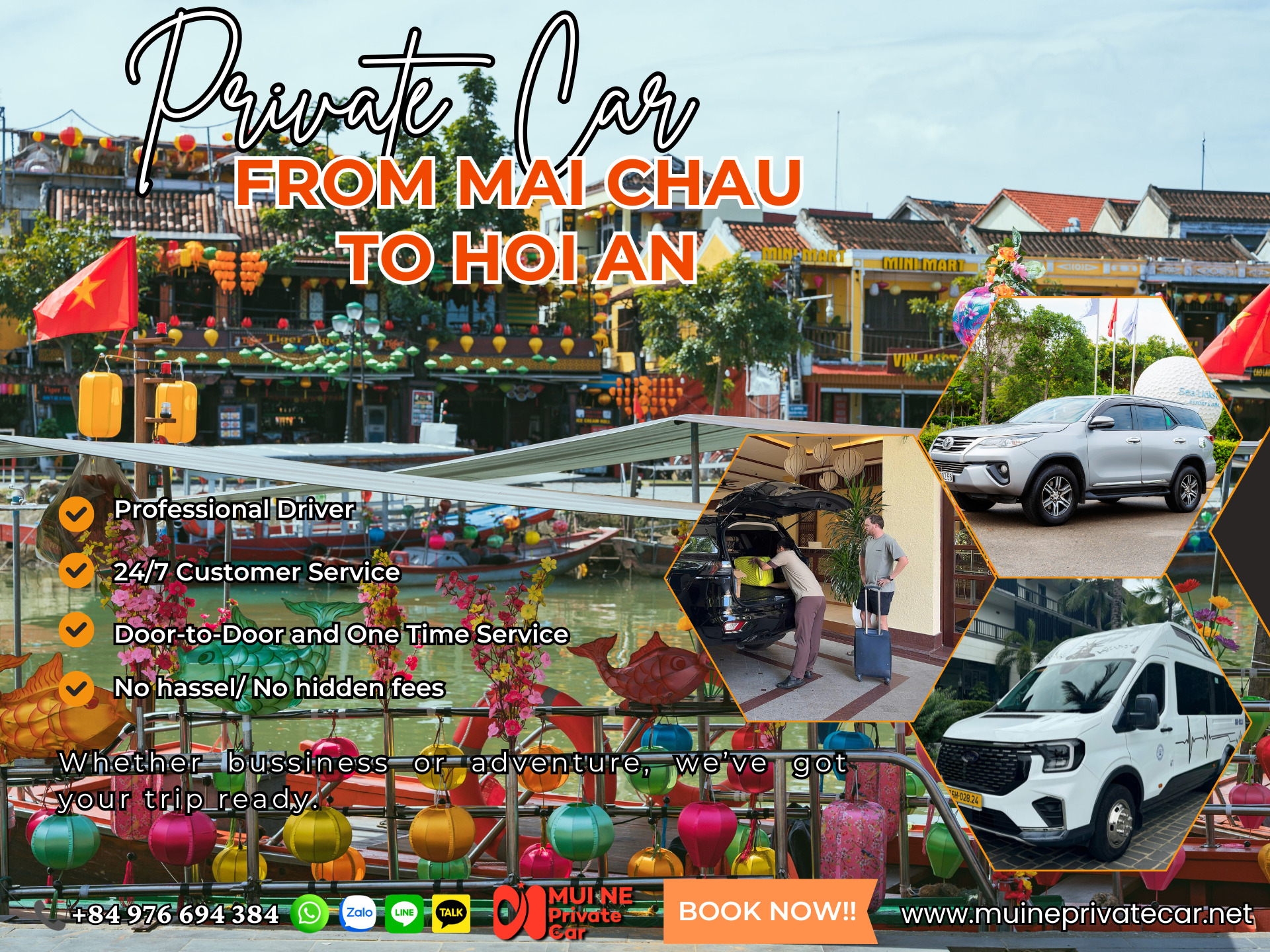 Private Car Mai Chau to Hoi An Ancient Town