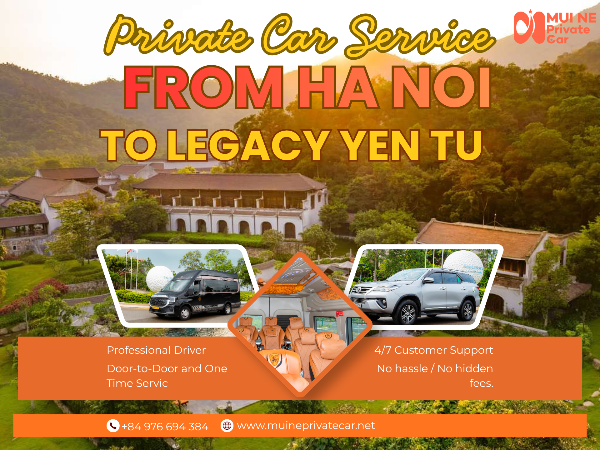 Private-Car-From-Ha-Noi-To-Legacy-Yen-Tu
