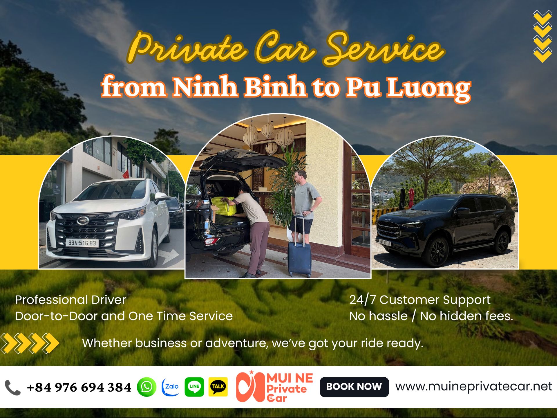 Ninh Binh to Pu Luong Private Car Transfer - Mui Ne Private Car
