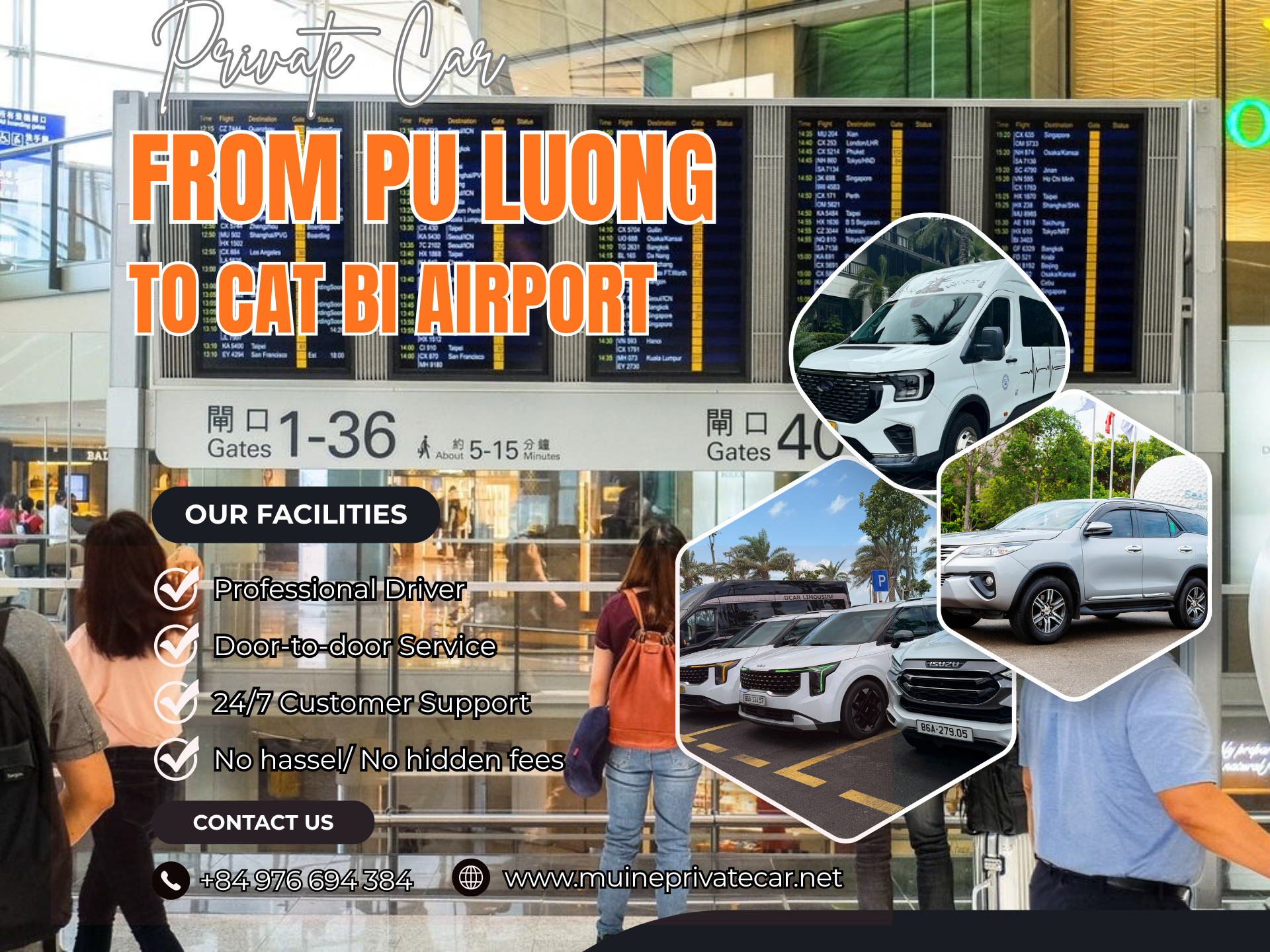 Pu Luong to Cat Bi Airport Private Car Transfer